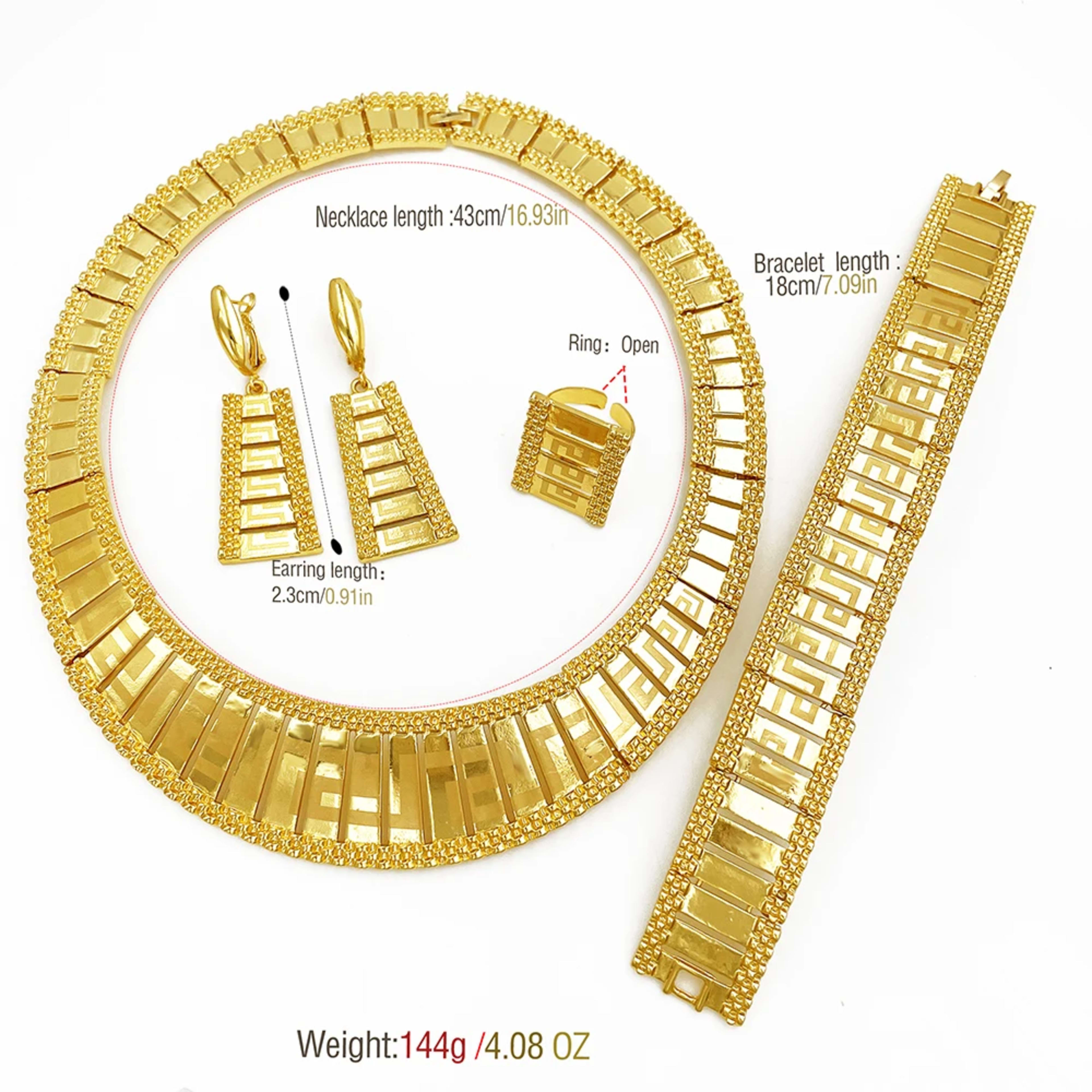 Dubai Jewelry Set Women Luxury Design High-end Gold Plated Necklace Bangle Earring Ring Daily Wear Accessory Ideal Gift 2