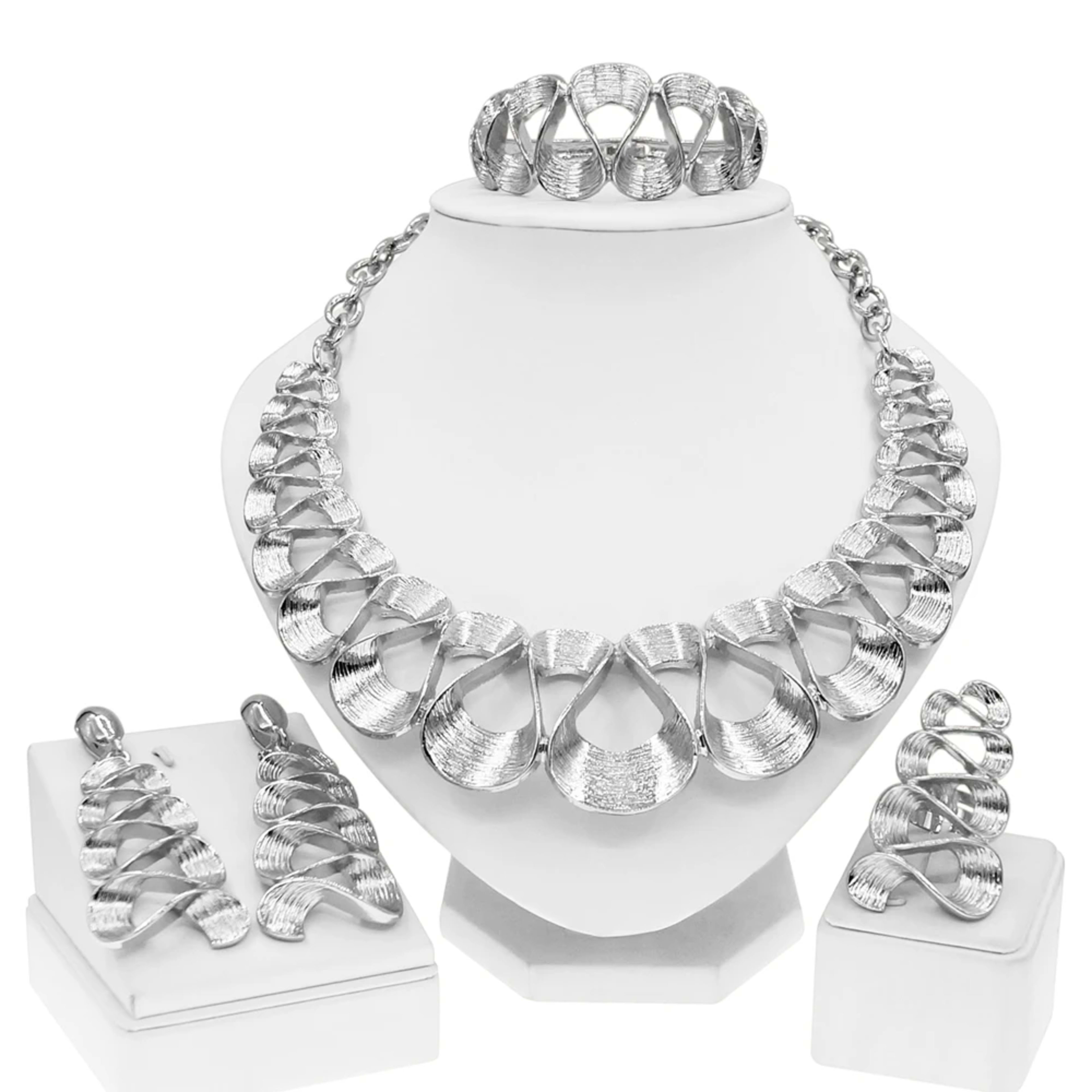 Jewelry Set For Women Gold Plated Wavy Design Fashion Delicate Pendant Necklace Earrings Wedding Holiday Women Jewelry G 7