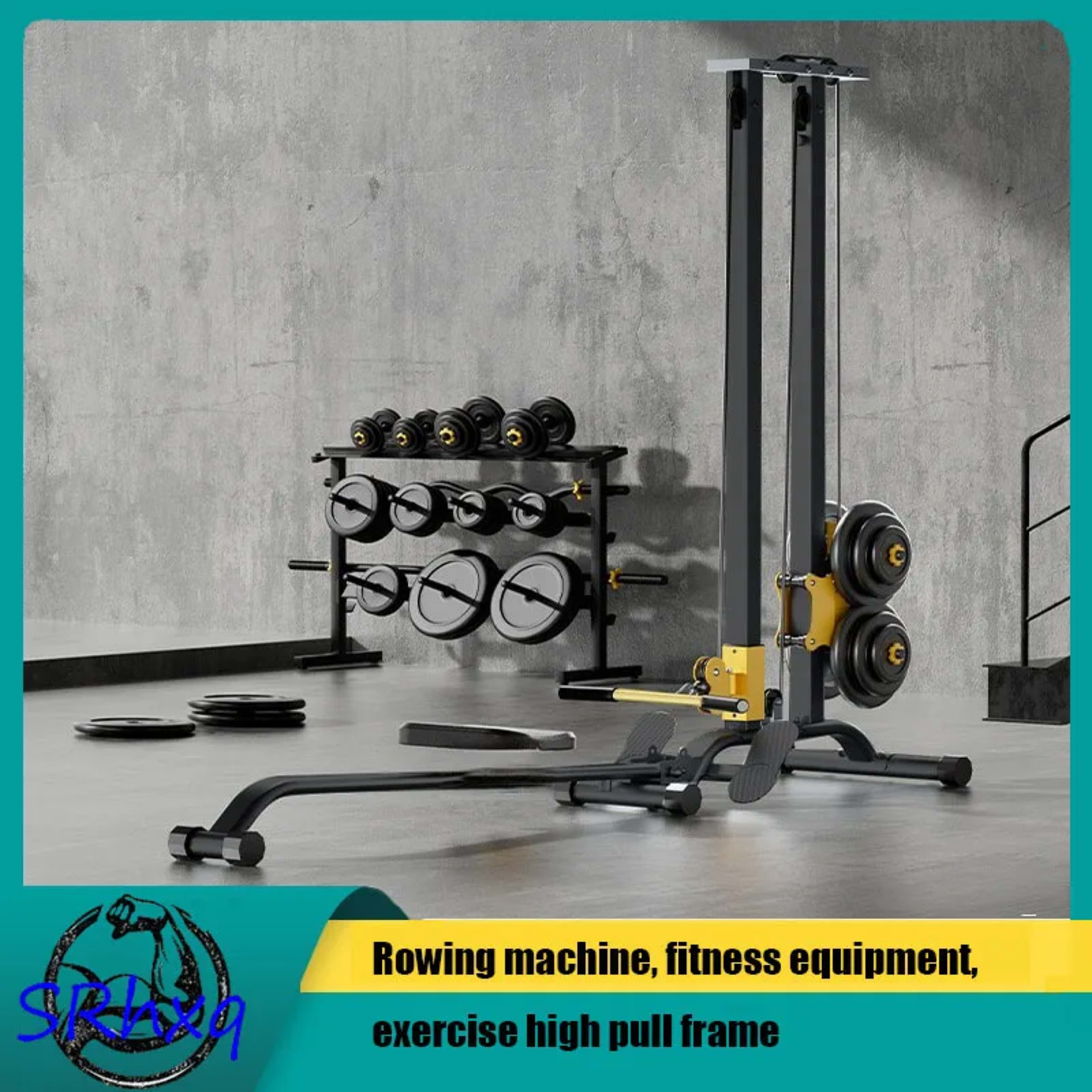 Multifunctional Rowing Machine, Fitness Equipment, High Pull Frame, dumbbell, Integrated Training Device 1