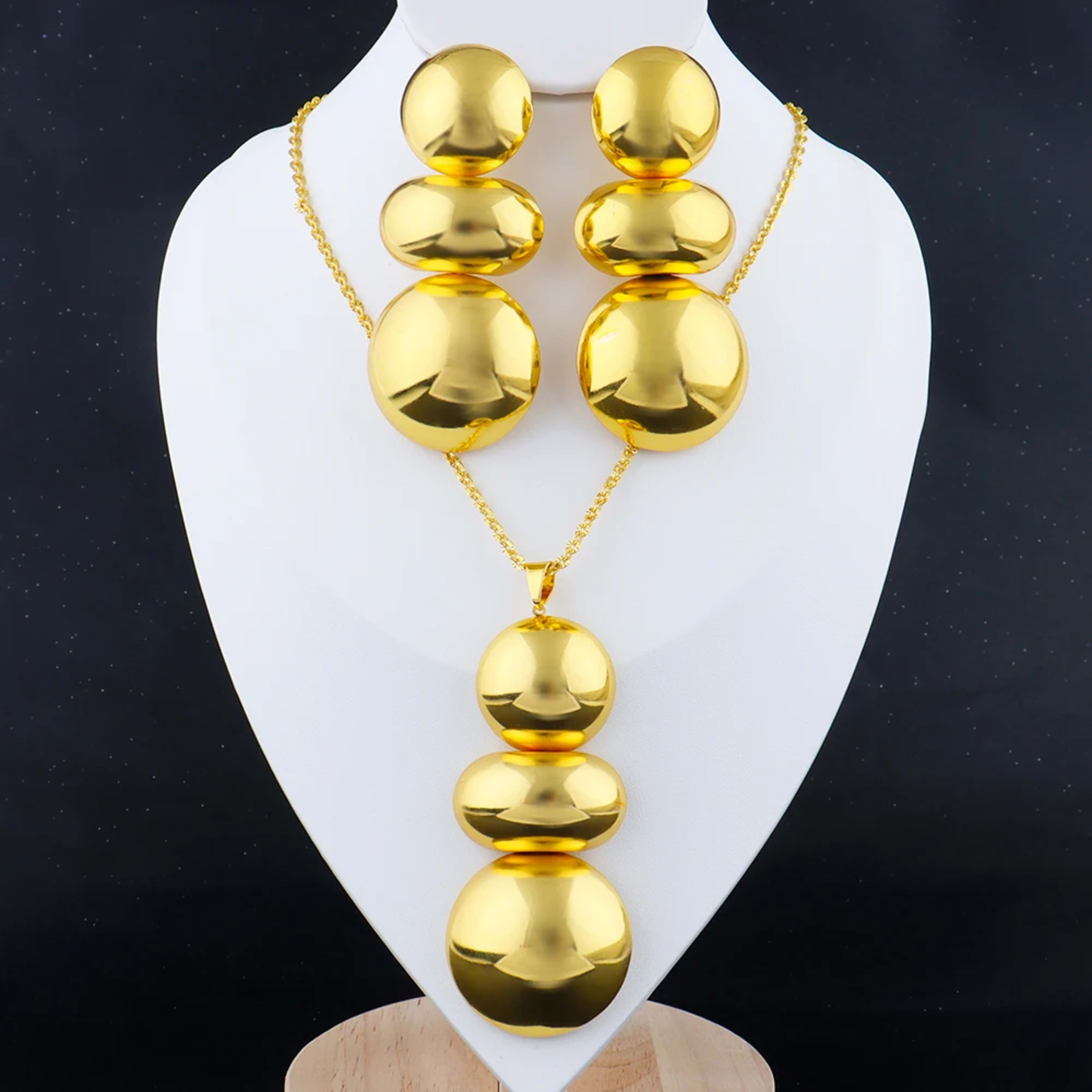 Dubai Jewelry Set for Women 18K Gold Plated Earrings and Necklace Set for Wedding Brides 1