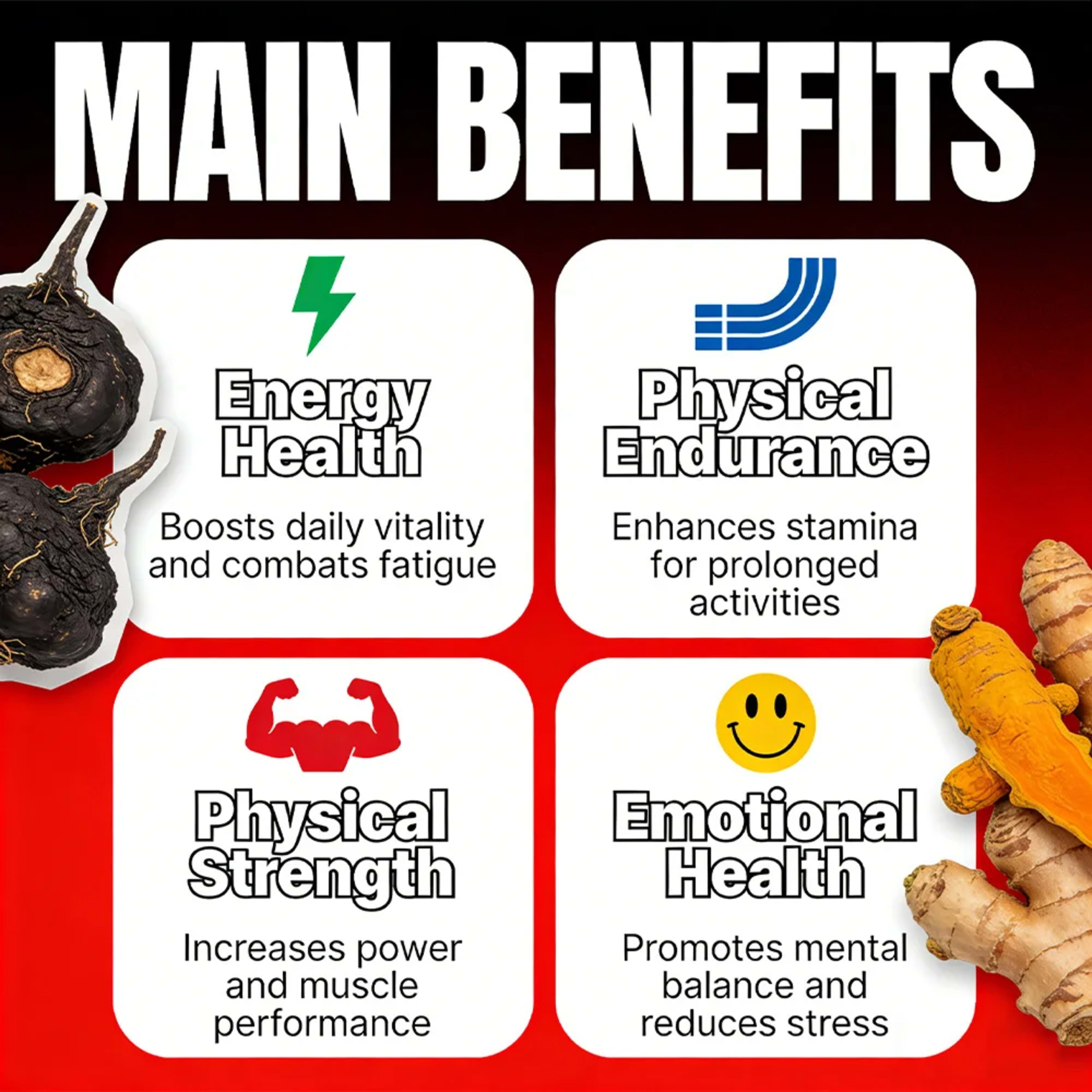 Fenugreek Supplement Capsules, with Turmeric, Black Maca, Endurance, Energy, Strength Support, Improves Mood, Overall He 4
