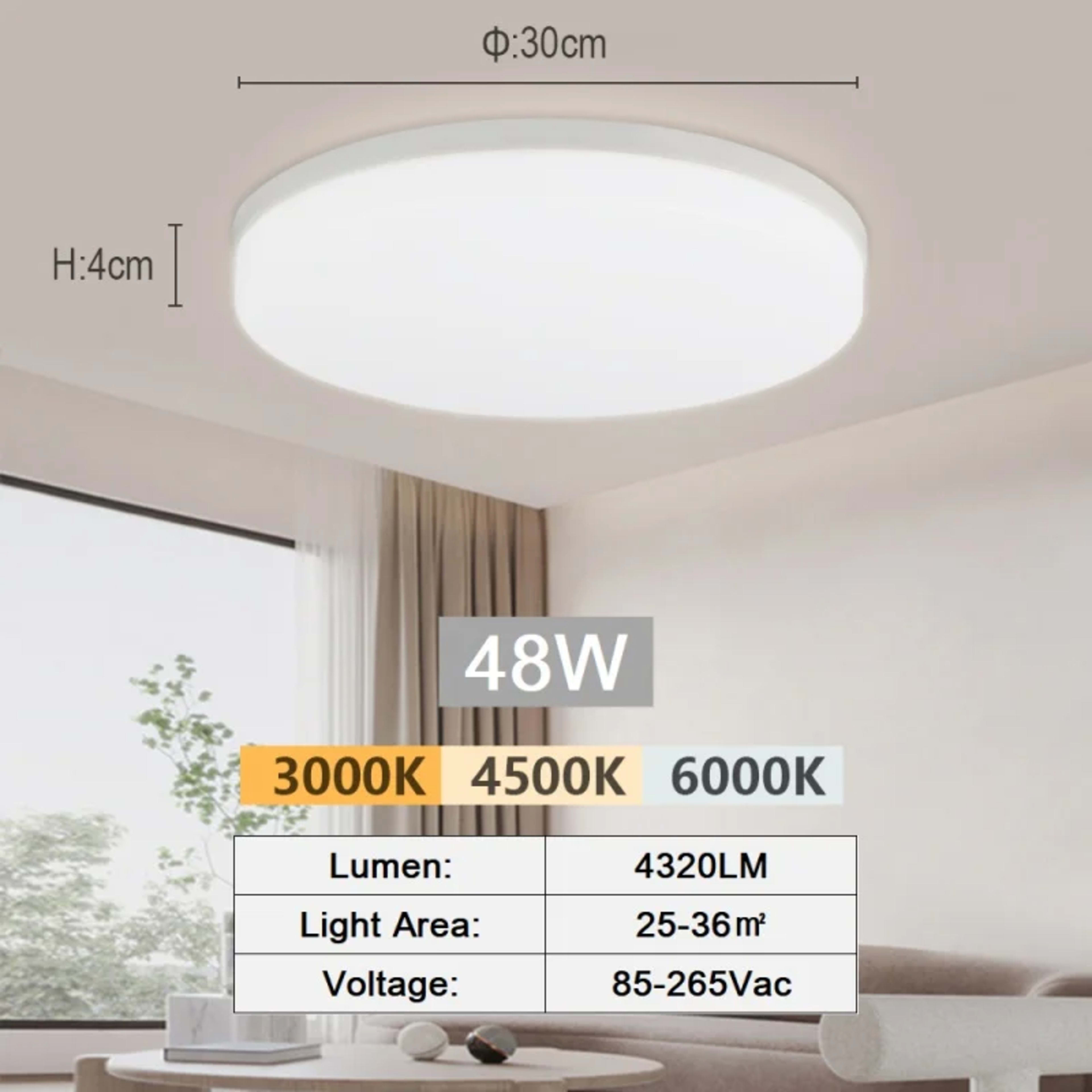 LED Ceiling Lamp 18-48W Flush Mount Fixture 3000K-6000K Daylight Modern Home Lighting for Bedroom  Living Room  Kitchen  14