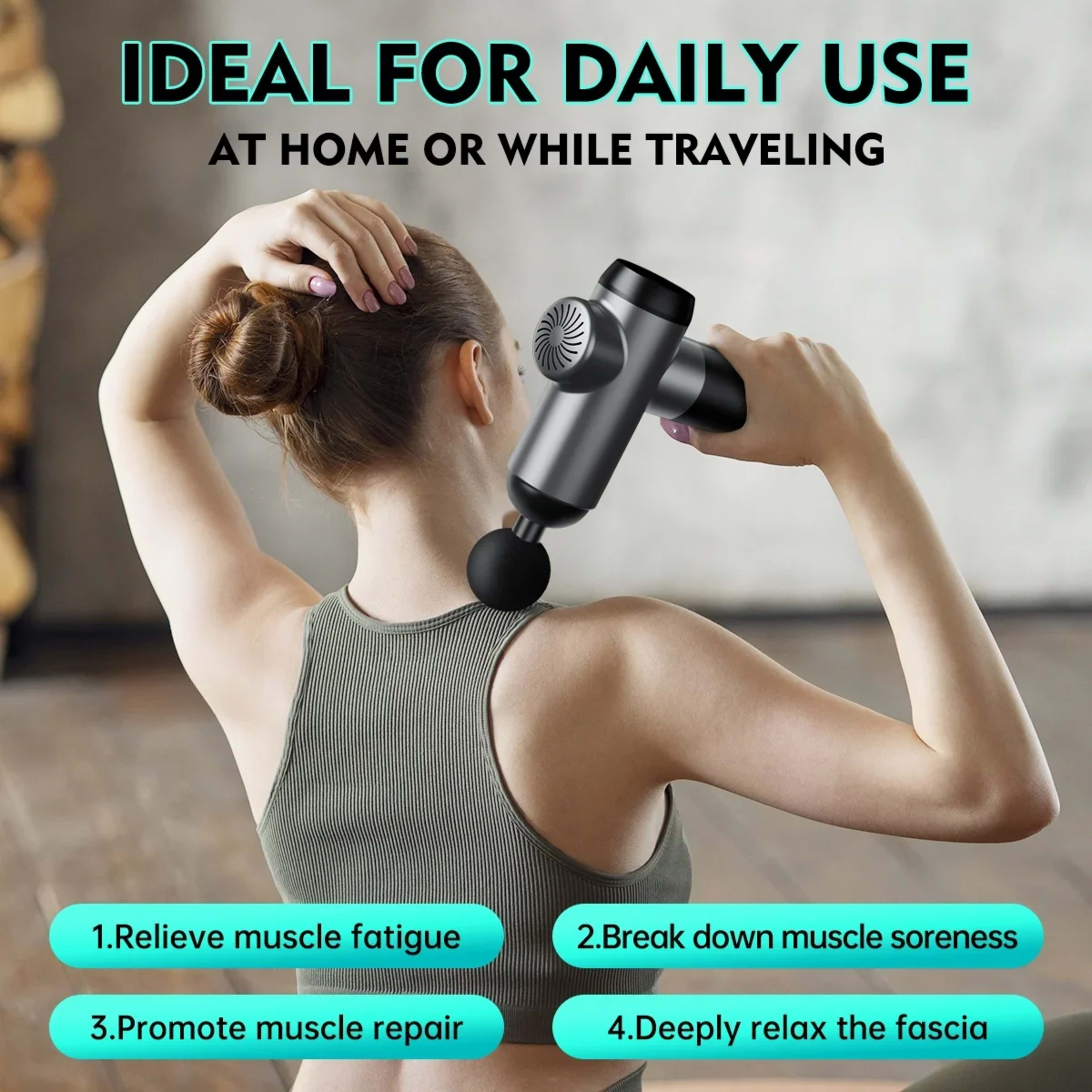 High Frequency Massage Gun Electric Massager Muscle Relaxation With 8 Heads For Body Fitness Fascia Gun 4