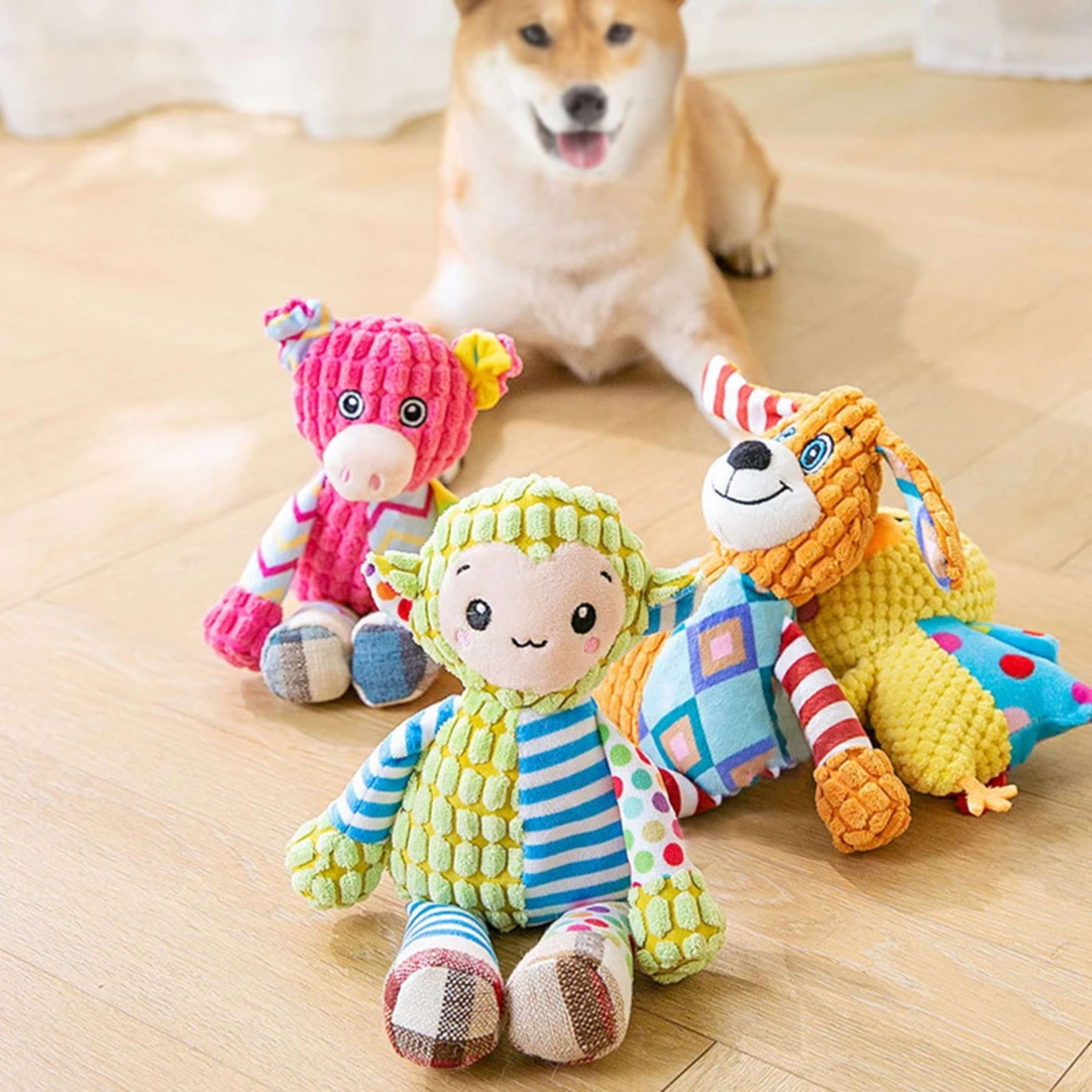 Pet Plush Toy Cat Dog Puzzle Toy Cute Animals Bite Resistant Interactive Squeaky Pet Dog Teeth Cleaning Chew Toy Pet Sup 5