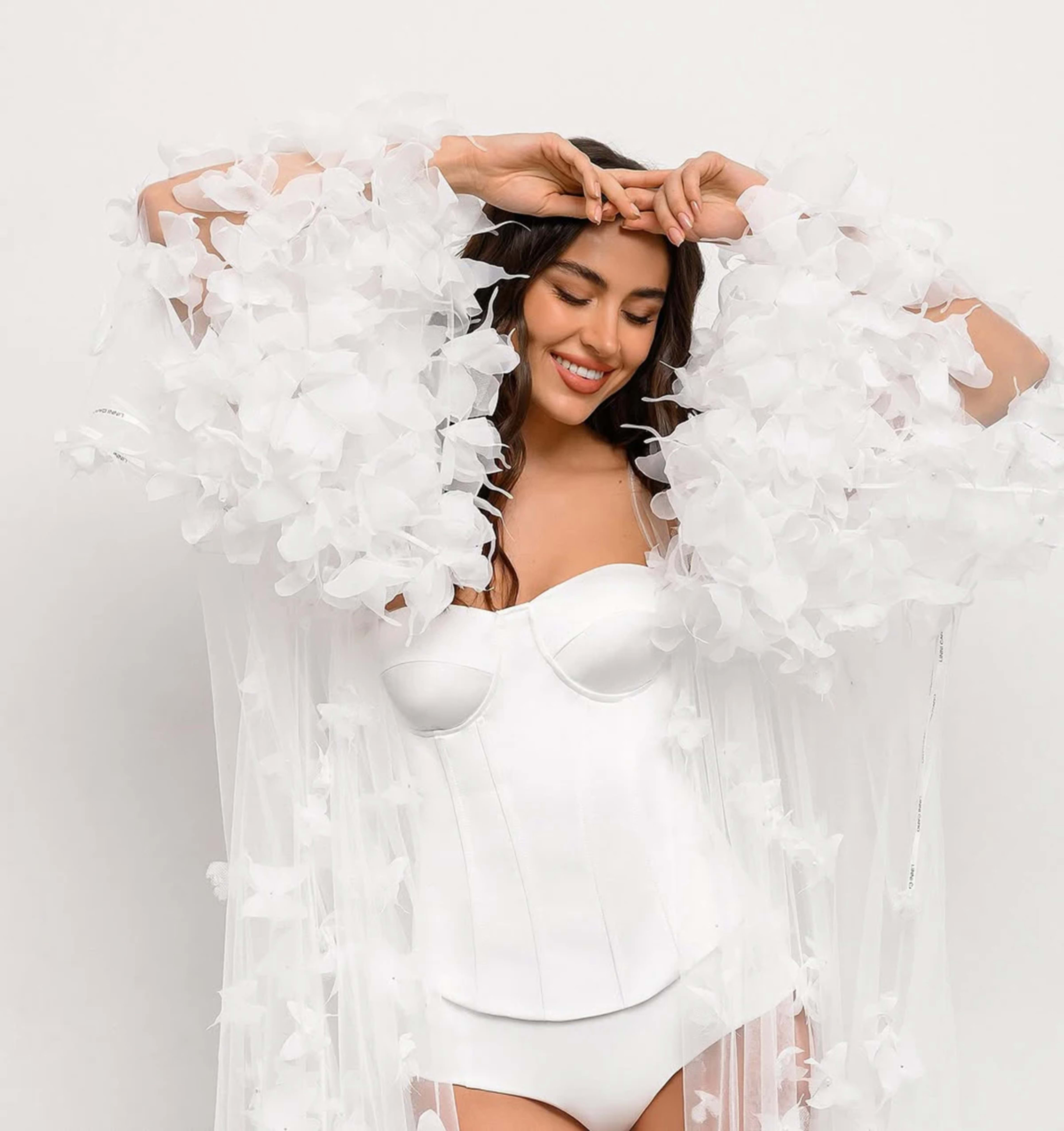 Modern Women Bathrobe Evening Dresses Nightgowns 3D Butterflies Loungewear Home Clothes Female Party Sleepwear Rayon Cus 3