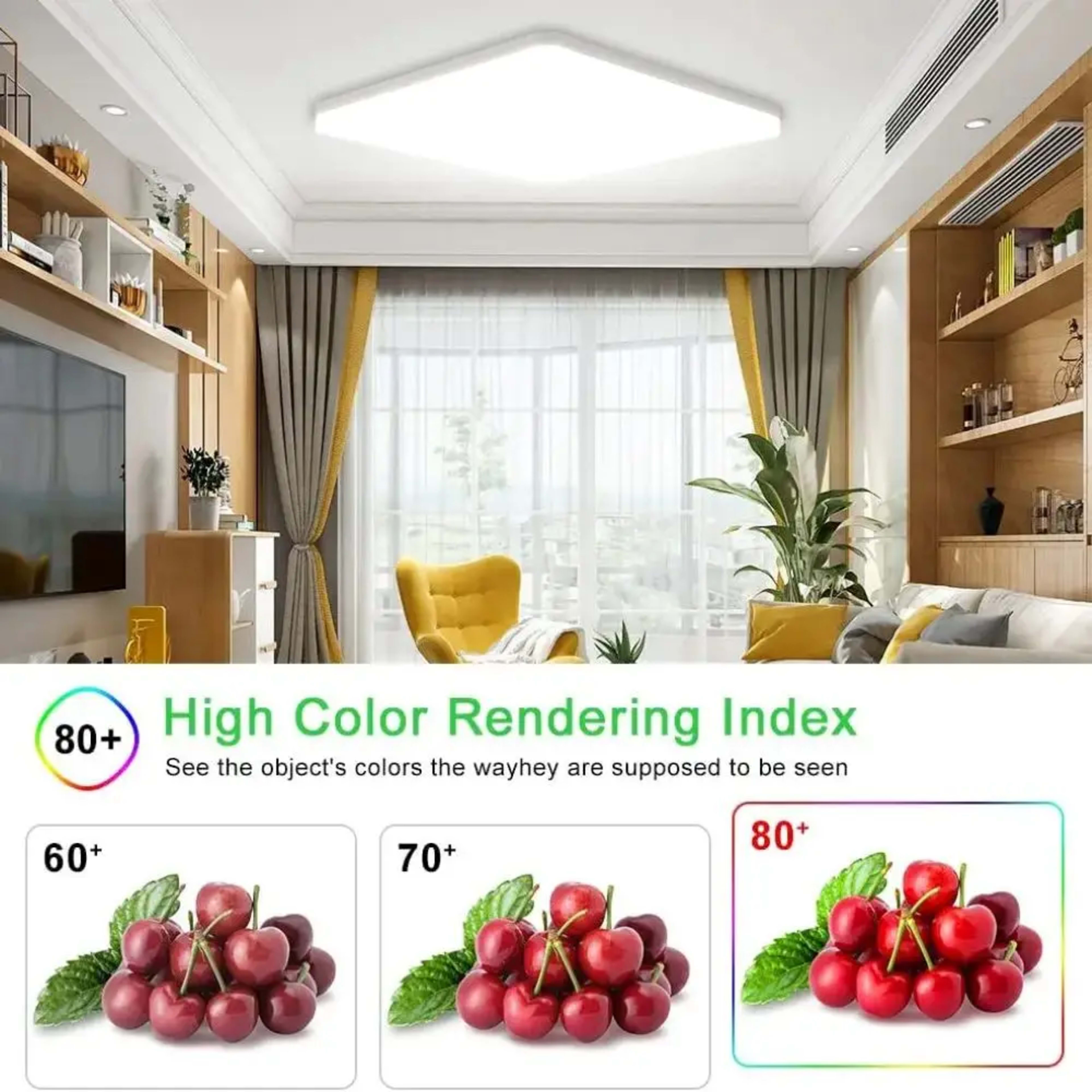 LED Ceiling Lamp 18-48W Flush Mount Fixture 3000K-6000K Daylight Modern Home Lighting for Bedroom  Living Room  Kitchen  2