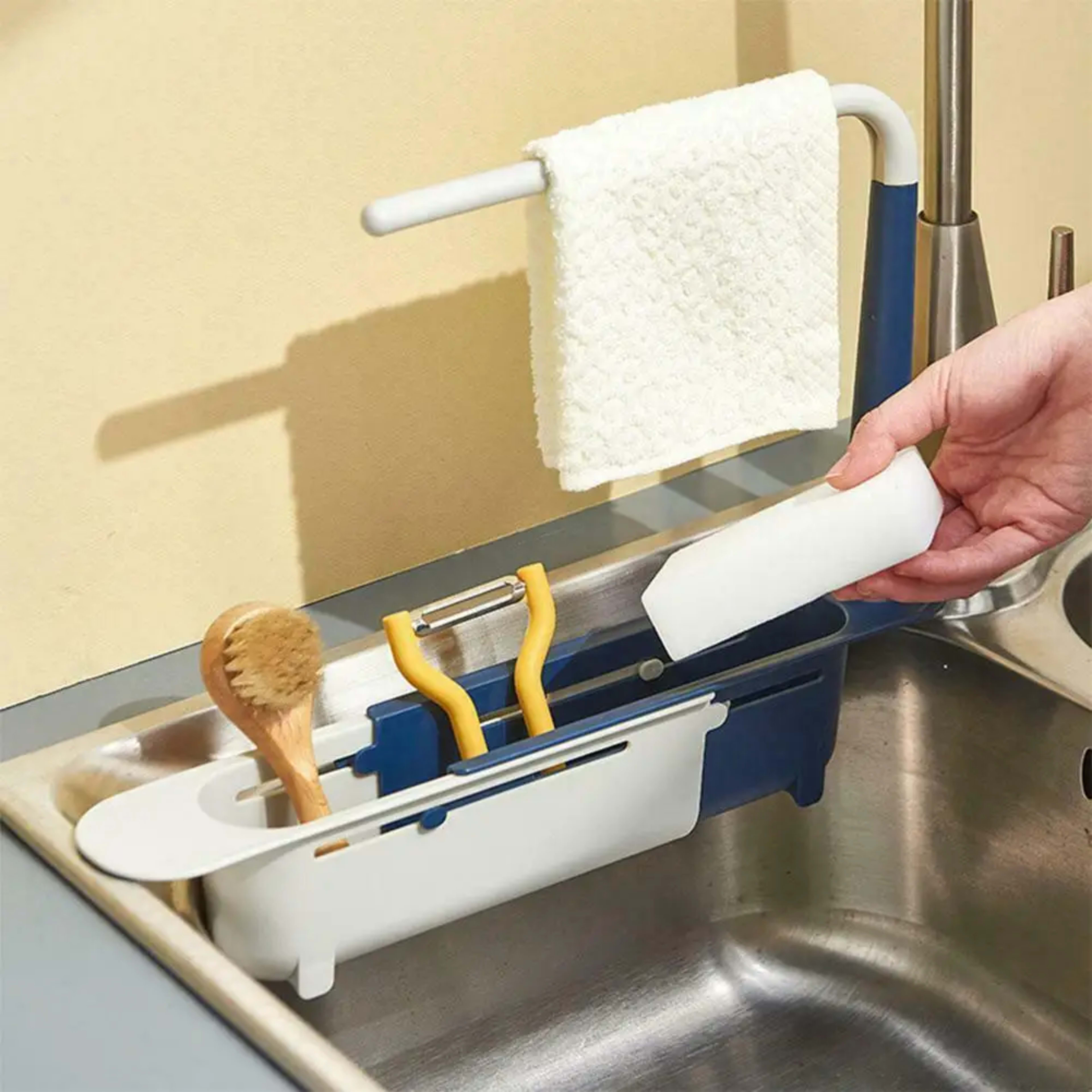 Kitchen Sink Drain Rack Telescopic Sink Shelf Sinks Organizer Soap Sponge Holder Storage Basket Kitchen Gadgets Accessor 3