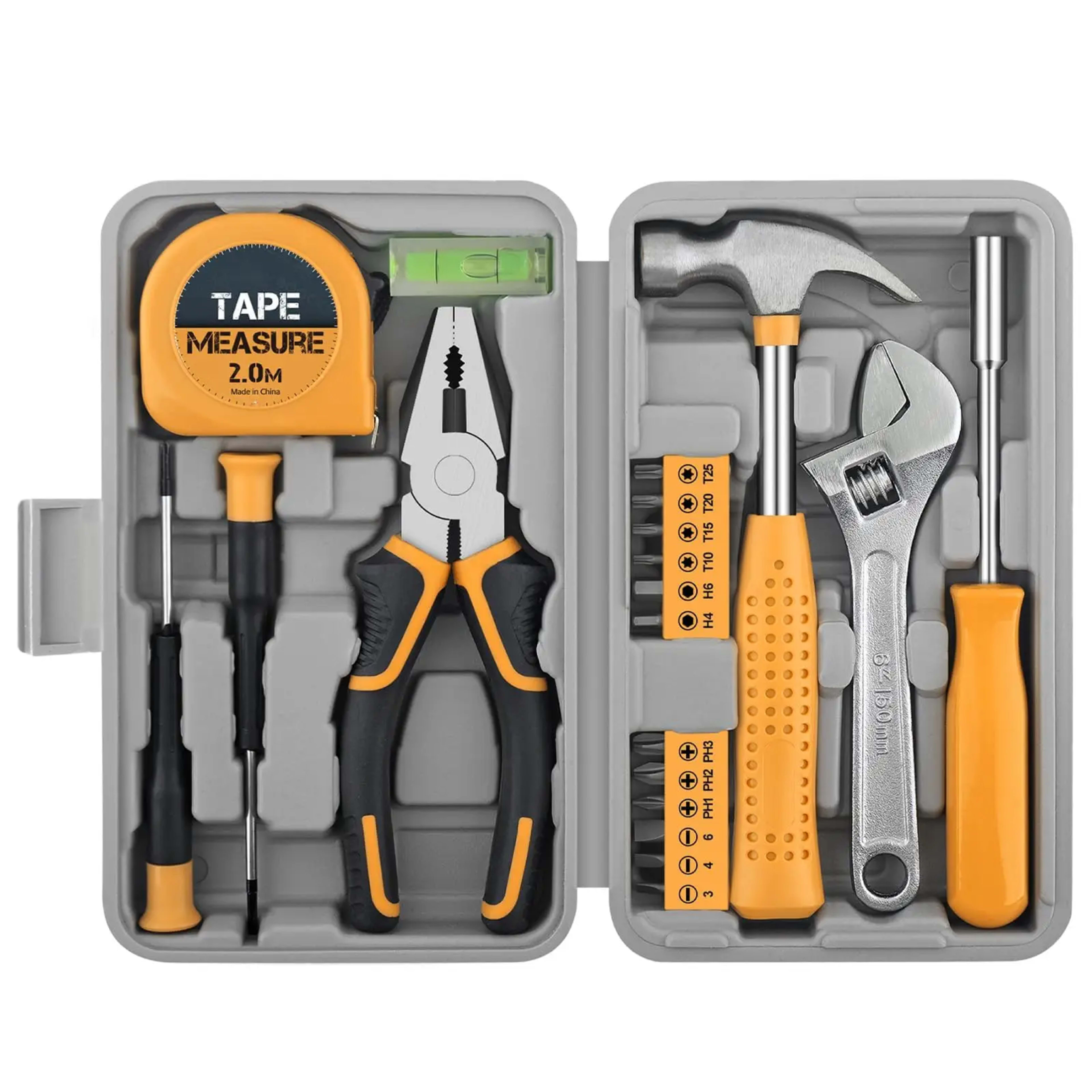 20 Pieces Home Tool Set, Basics Household Tool Kit with Small Mini Carrying Box for Men and Women DIY