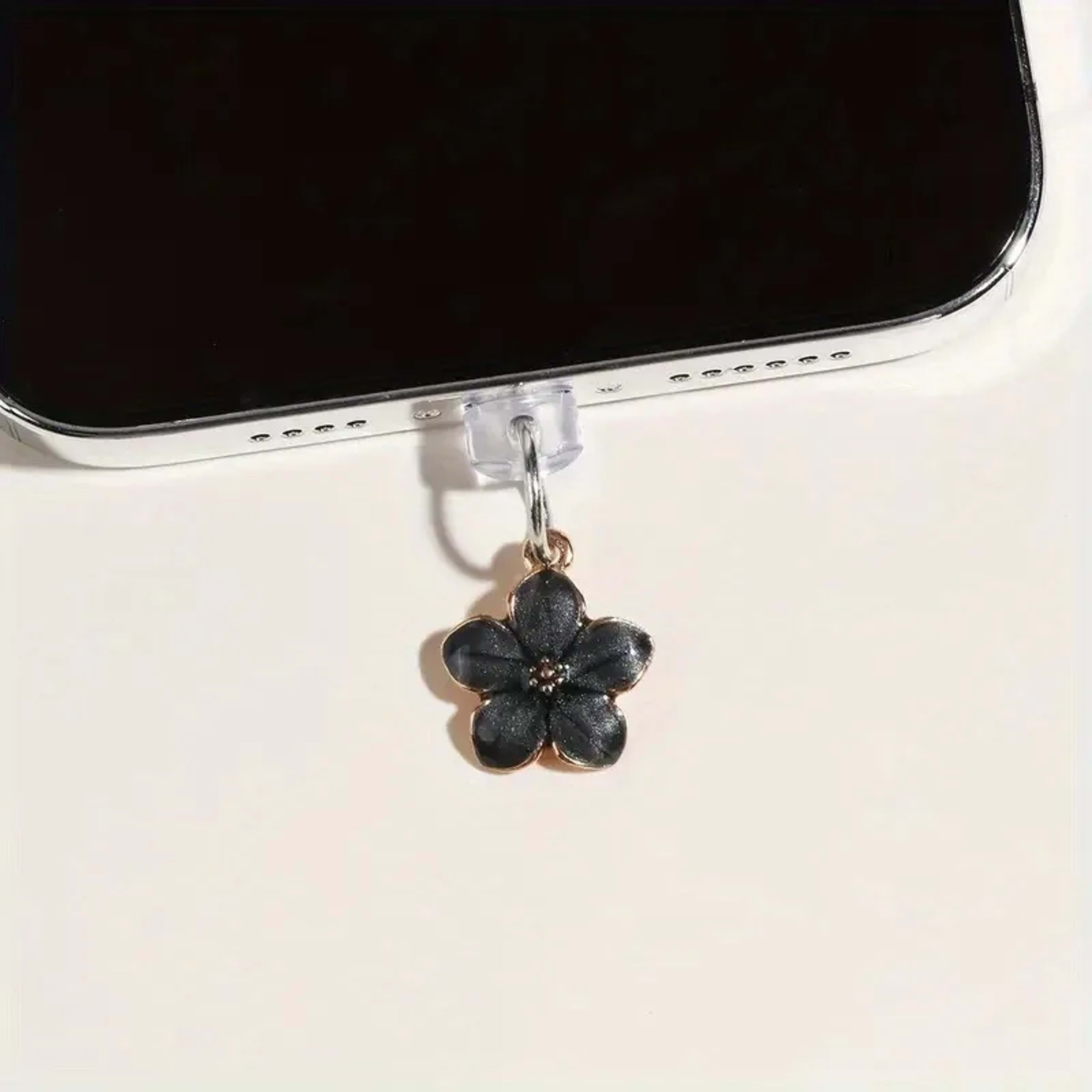 1pcs Simple Flowers Phone Dust plug Accessories Decoration Hanging Pendant for iPhone for Samsung Type-C Charging Port 6