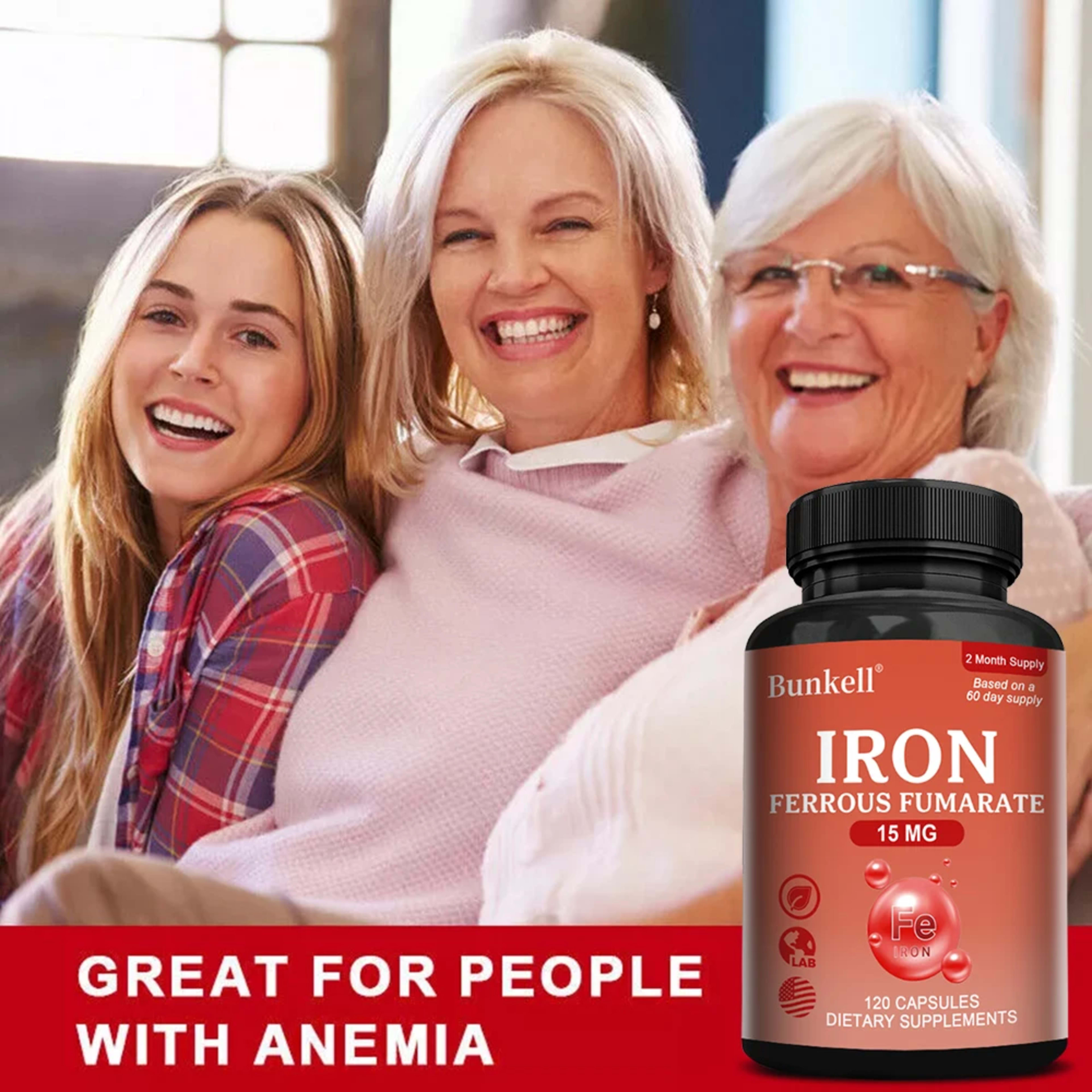 Iron Supplement - Boost Energy, Improve Concentration, Enhance Immune Function, Reduce Fatigue, Help Hemoglobin Balance, 2