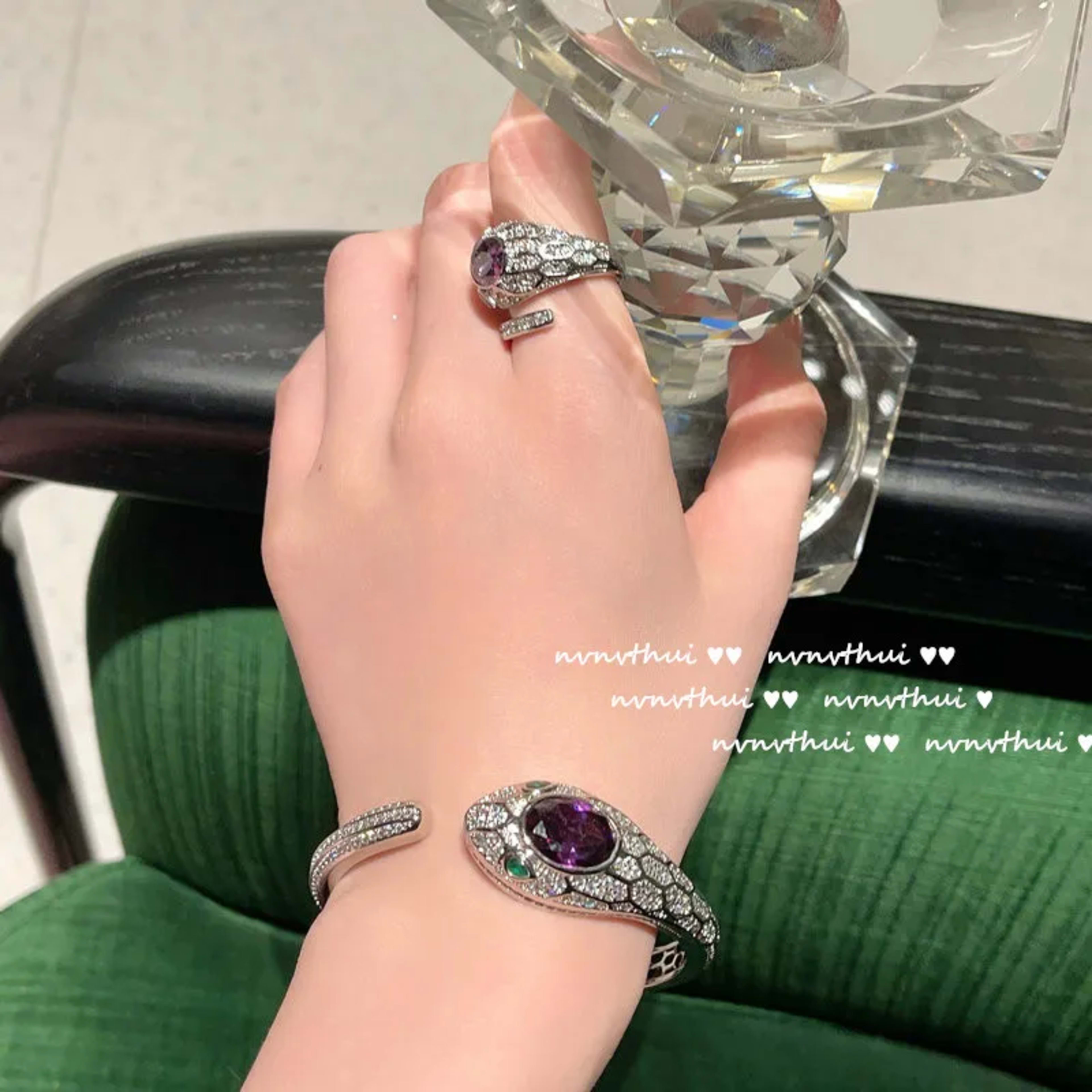 Women's New Fashion 925 Sterling Silver Jewelry Sets for Women Silver Color Luxury Zircon Snakce Necklace/Ring/Earring/B 3