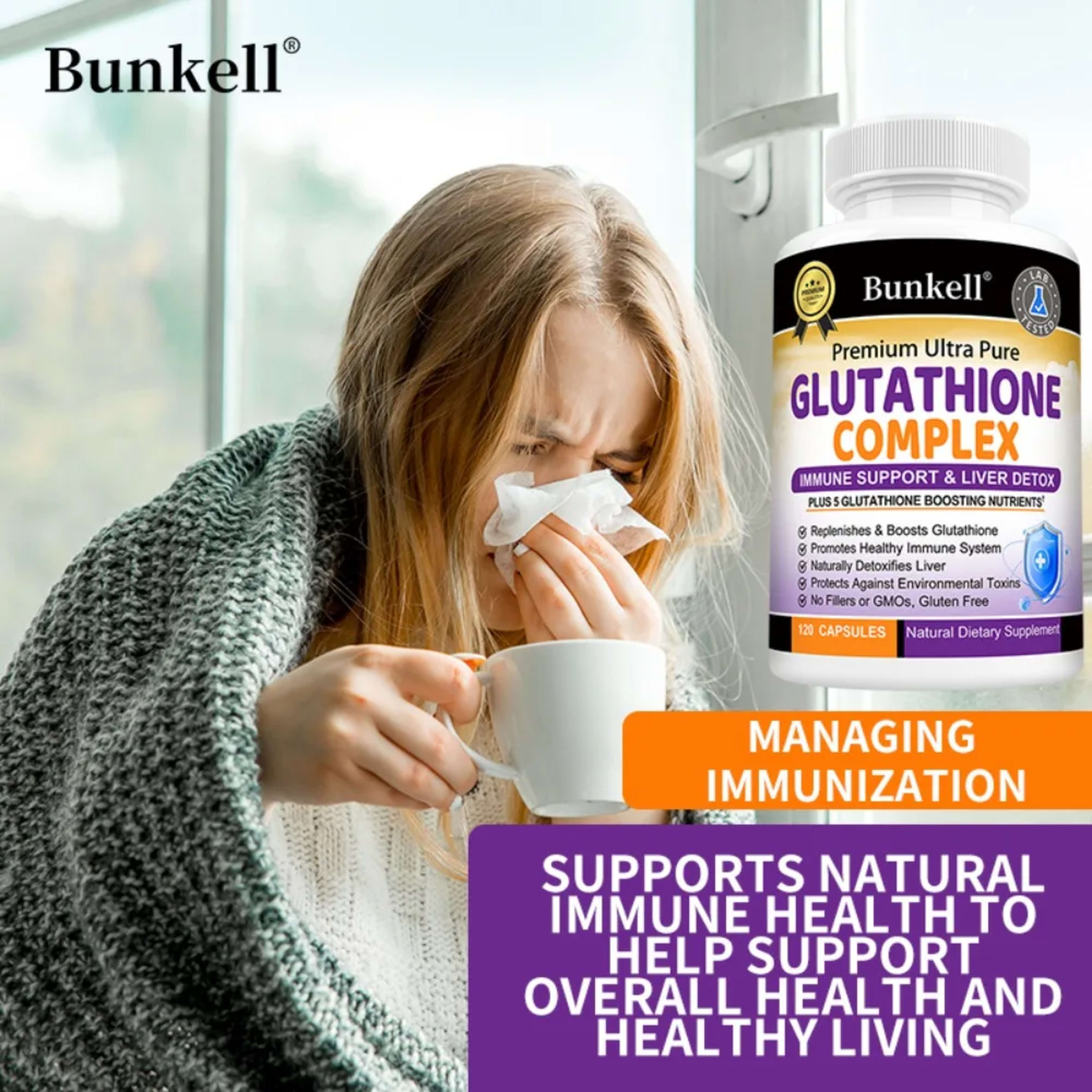 Glutathione Supplement 500mg - Liver Detox with Quercetin, Vitamin C, Milk Thistle, Immune Support, Enhanced Immunity He 2