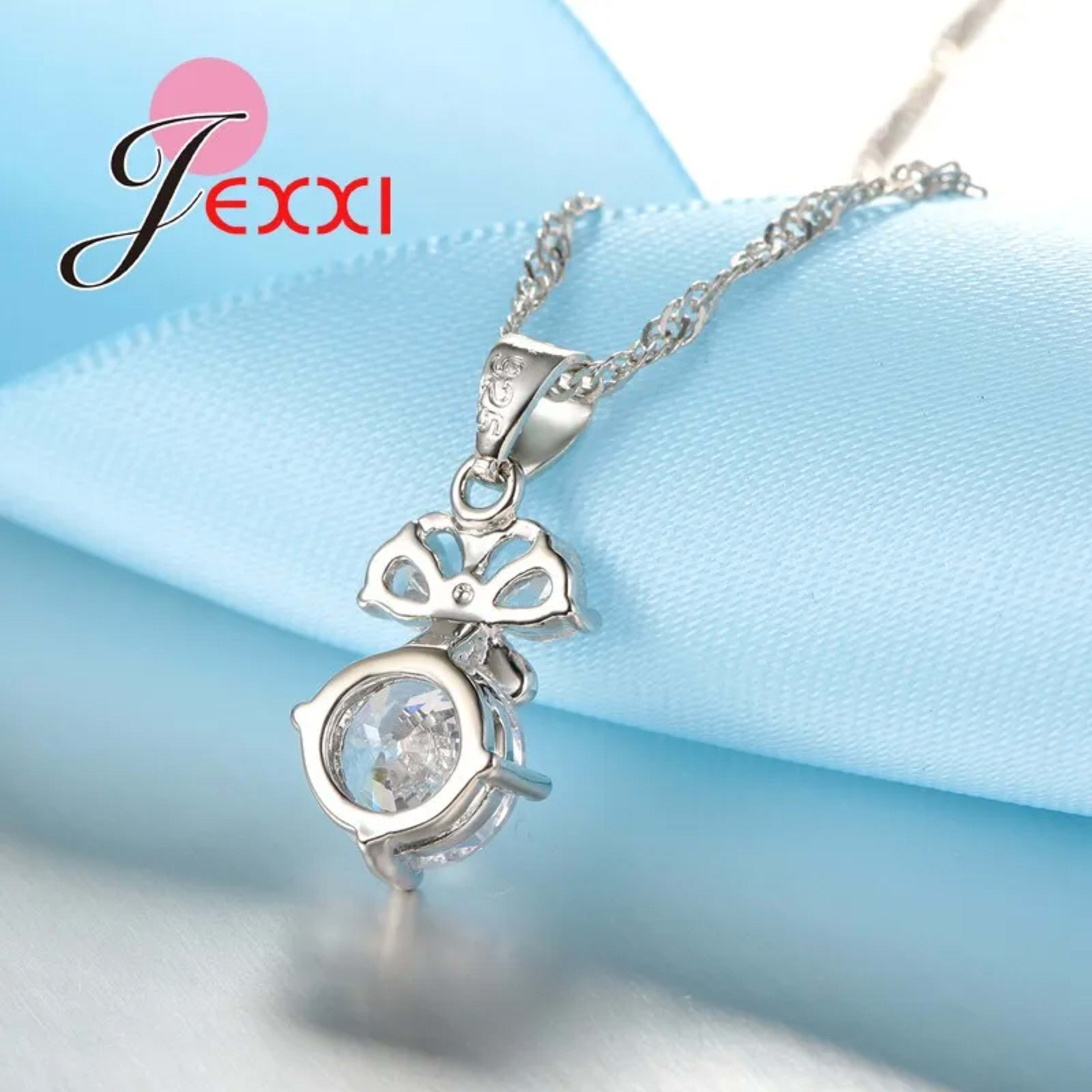 Elegant Women Jewelry Set For Wedding Accessory Pendant Necklaces Earring 925 Sterling Silver Jewellery Sets For Women 5