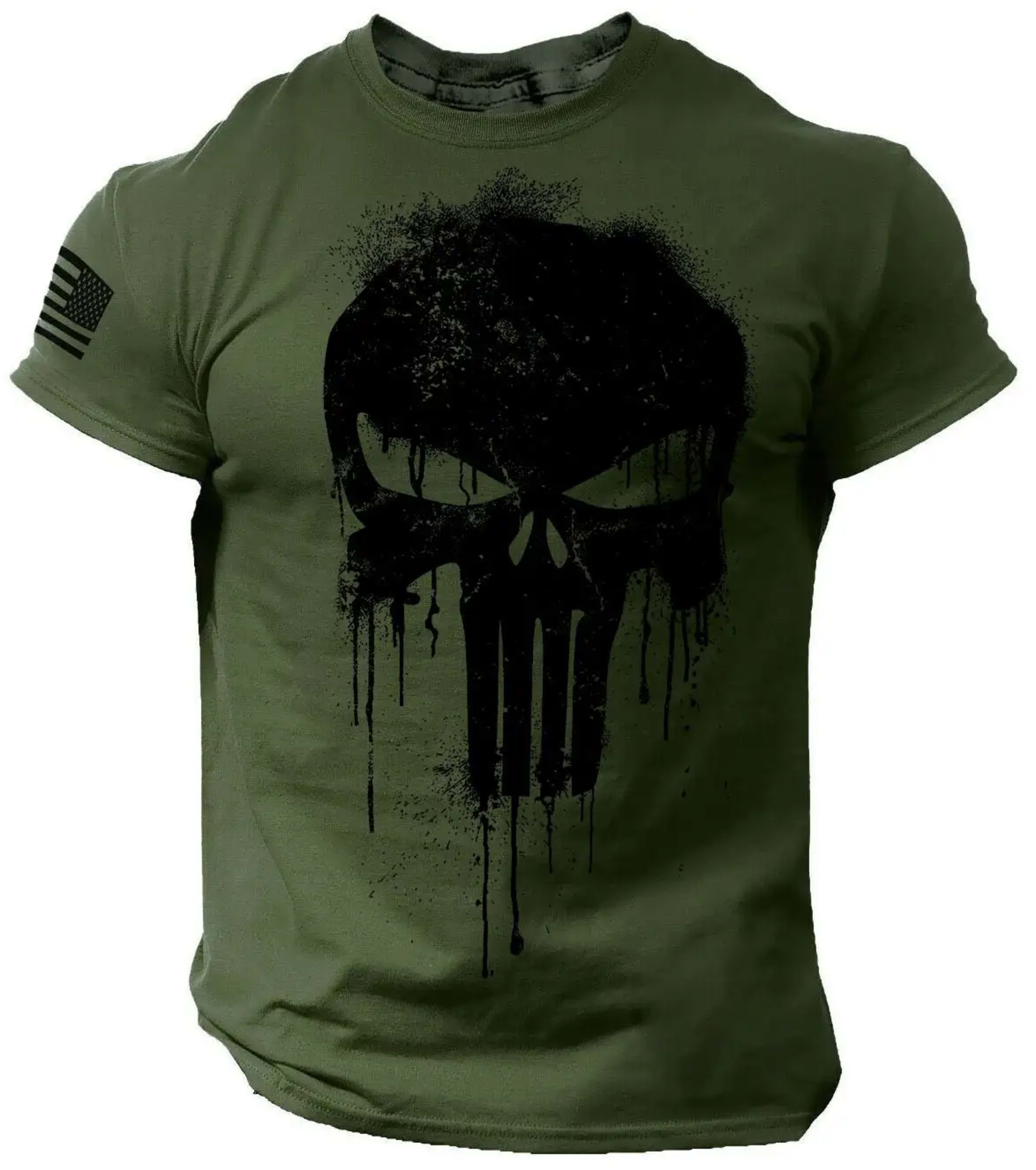 Men's T shirt for men 3D Print Military Patriotic Skull Dropped T Shirt Oversized Short-Sleeved Sportswear Men Clothing  2