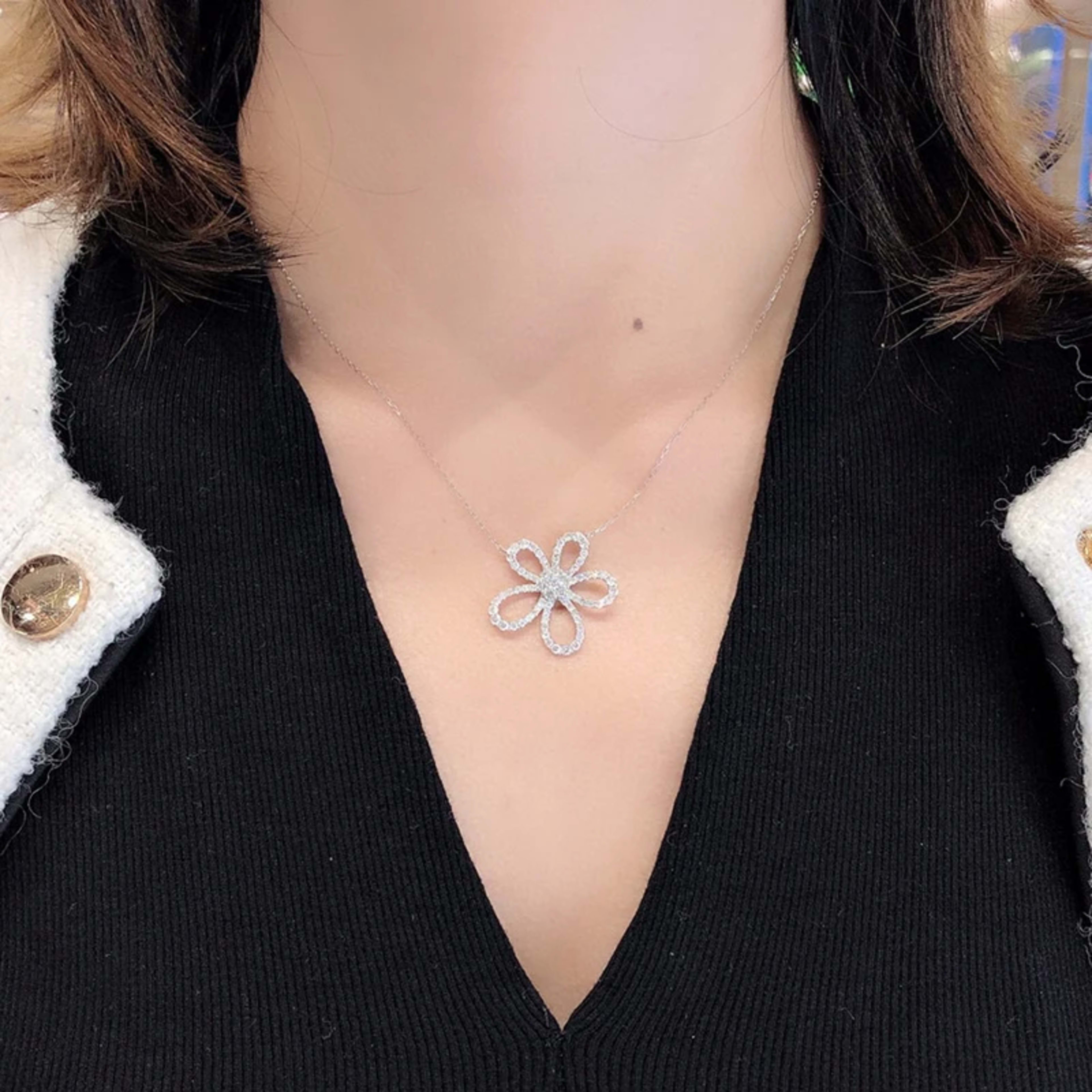 Luxury Jewelry Set for Women Flower Zircon Ring Earring Necklace Set Wedding Bride Jewelry Set  Women Zircon Necklace 4