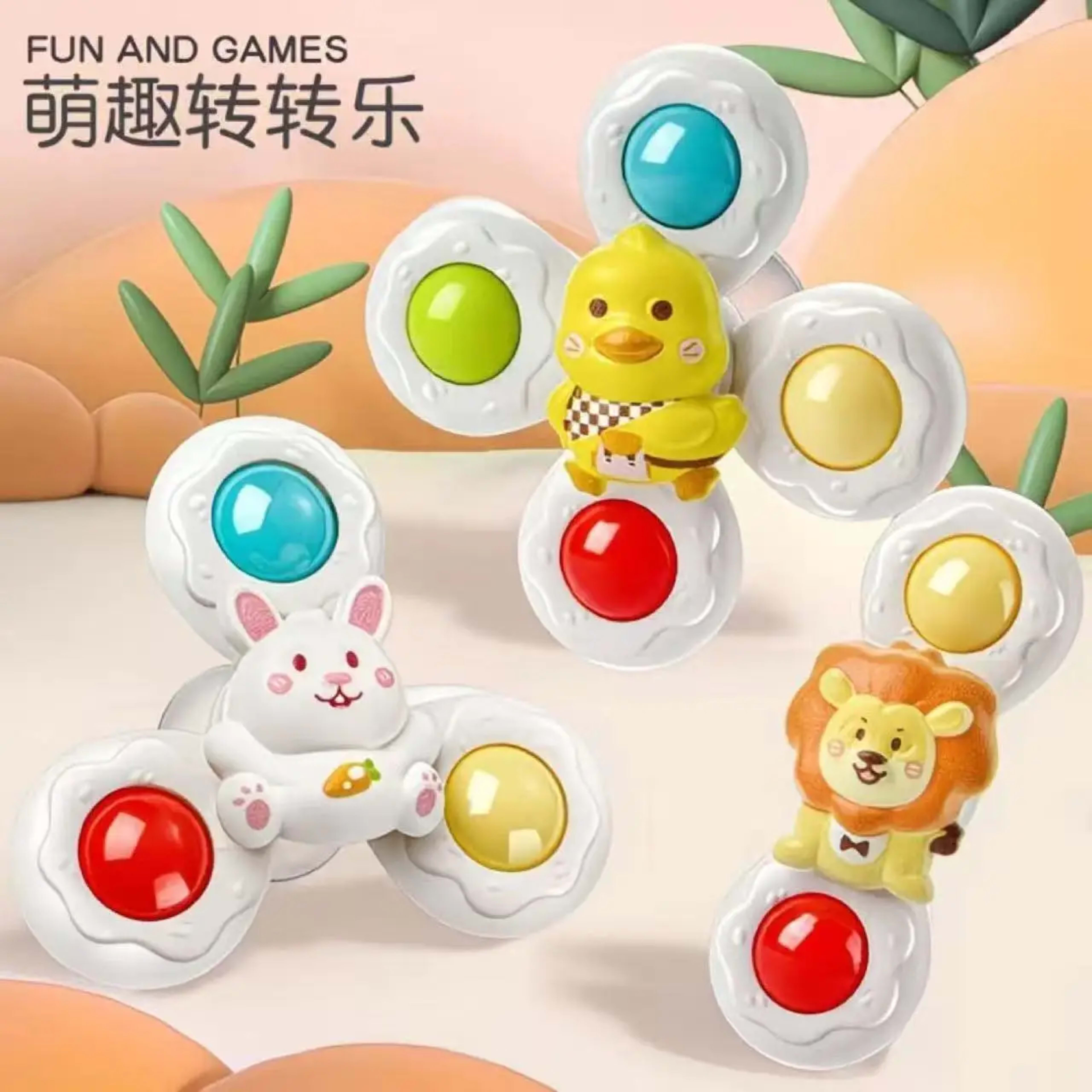 Baby Bath Toys Funny Bathing Sucker Spinner Suction Cup Cartoon Rattles Fidget Educational ToysChristmas Birthday Gifts
