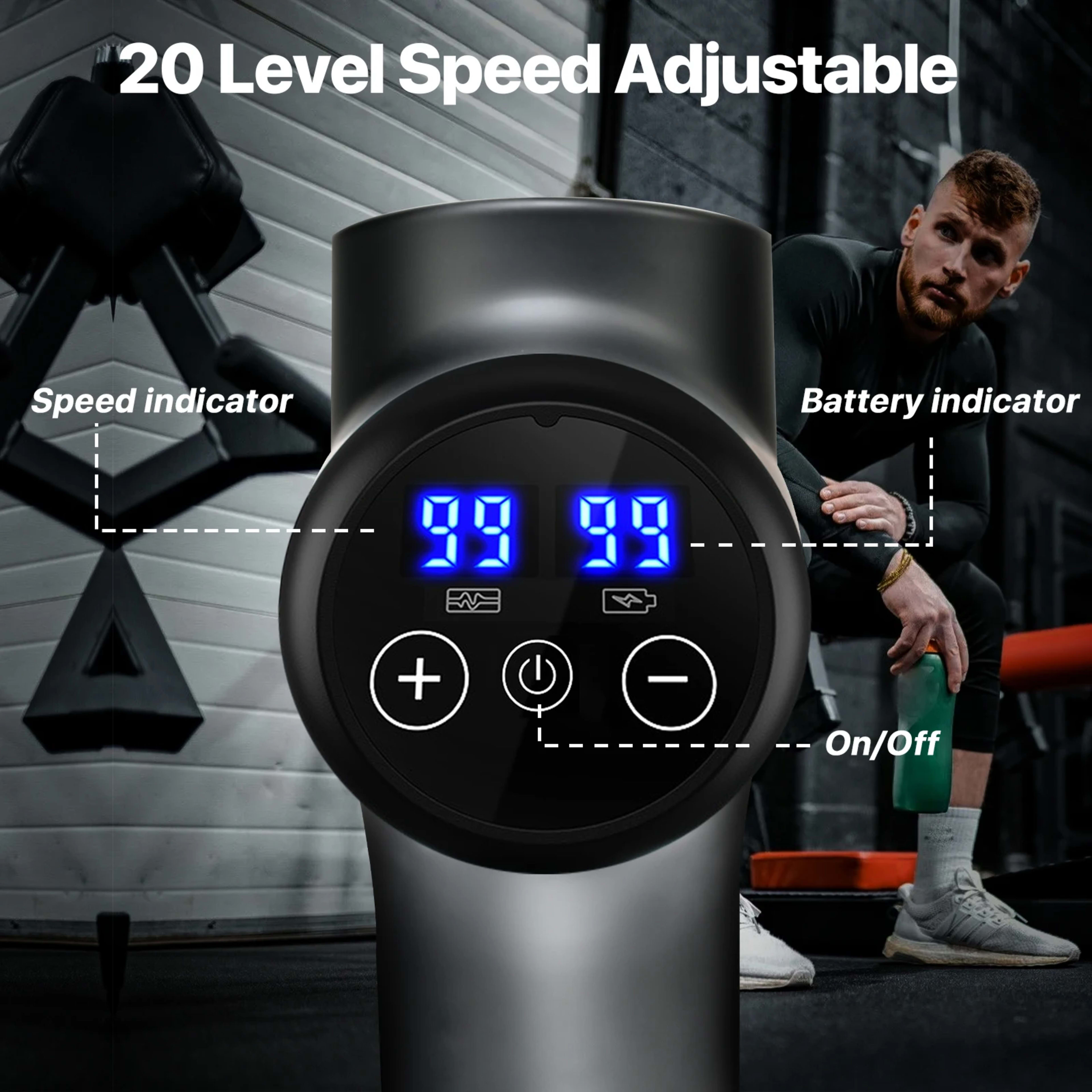 Massage  gun，Deep Tissue Massager Gun ，Percussion Massager for Pain Relief with 8 Massage Heads &99 Speeds 5