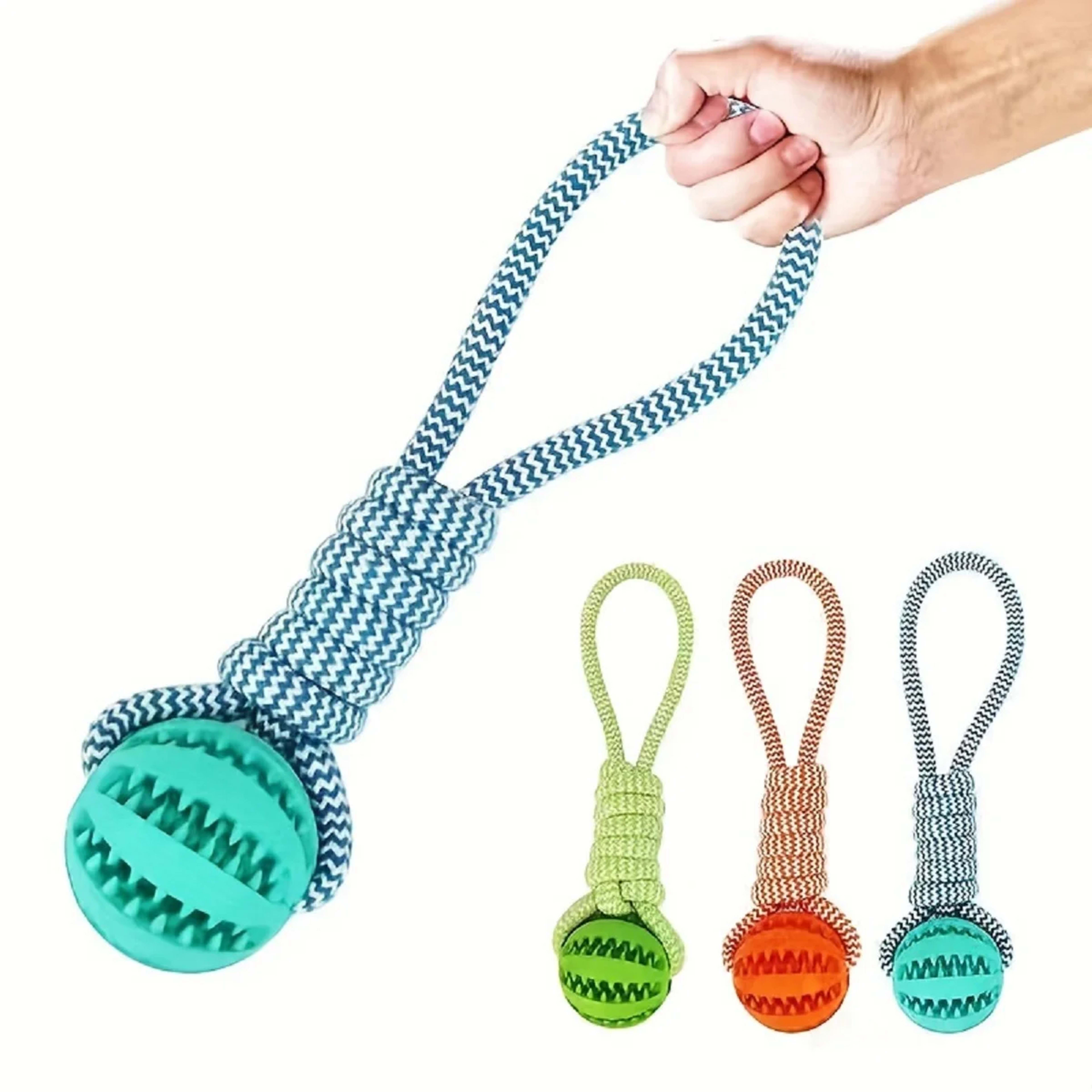 Pet Toy for Dogs, Durable Cotton Rope Hand-Held Treat-Dispensing Ball, Teeth-Cleaning and Training Interactive Puzzle To