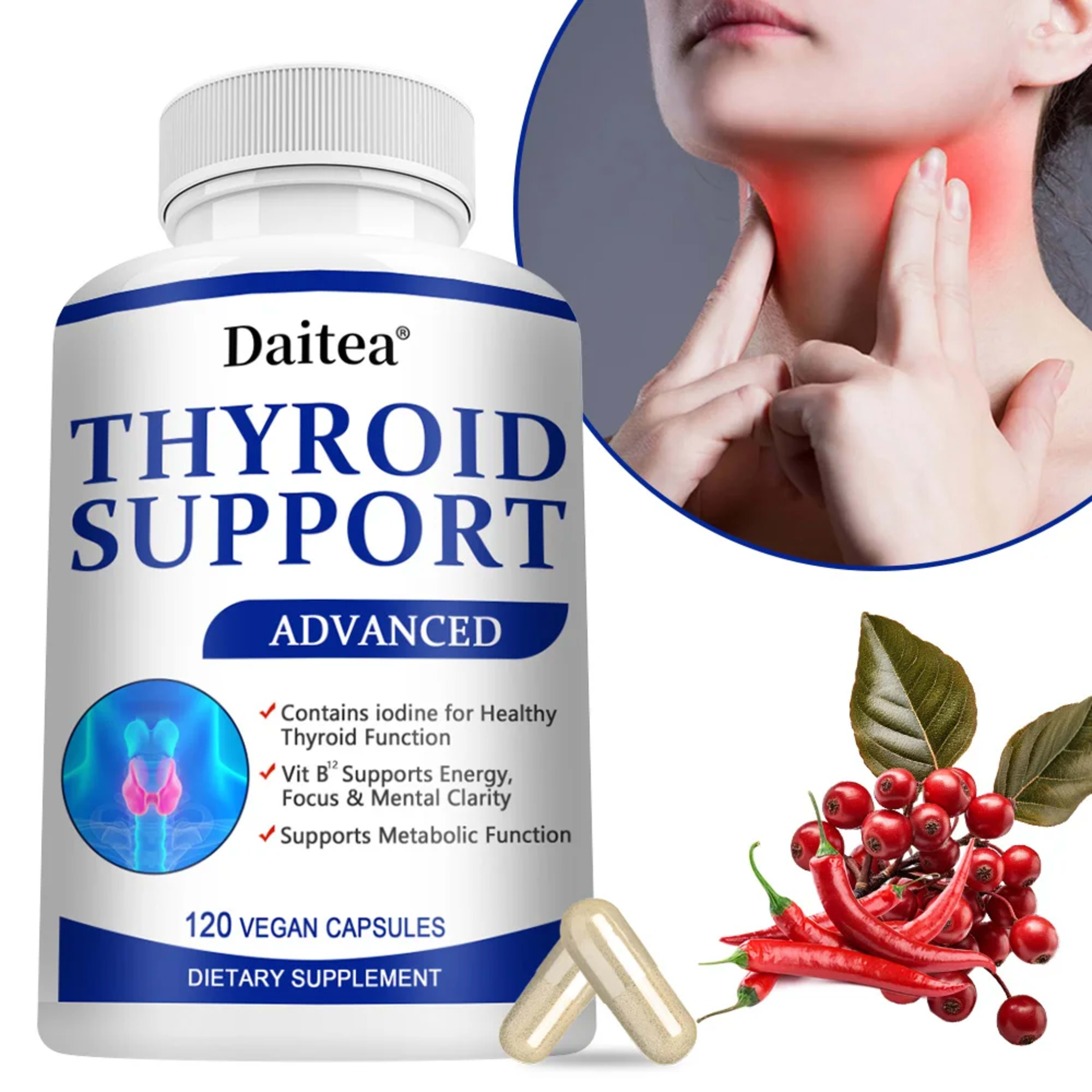 Thyroid Supplement with L-tyrosine, Iodine, Zinc & Selenium - Promotes Memory, Cognitive, Thyroid Health and Metabolism, 1
