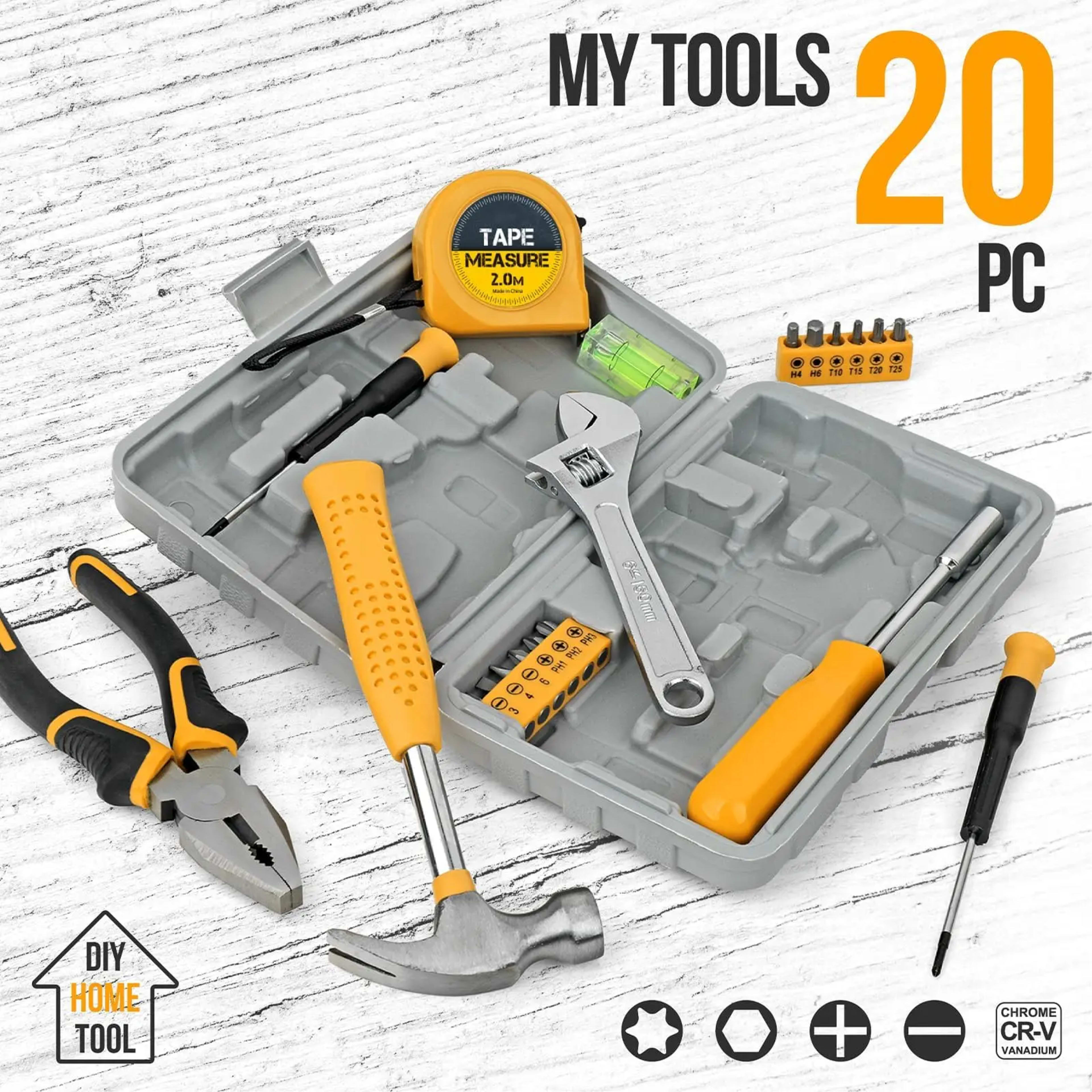 20 Pieces Home Tool Set, Basics Household Tool Kit with Small Mini Carrying Box for Men and Women DIY 4
