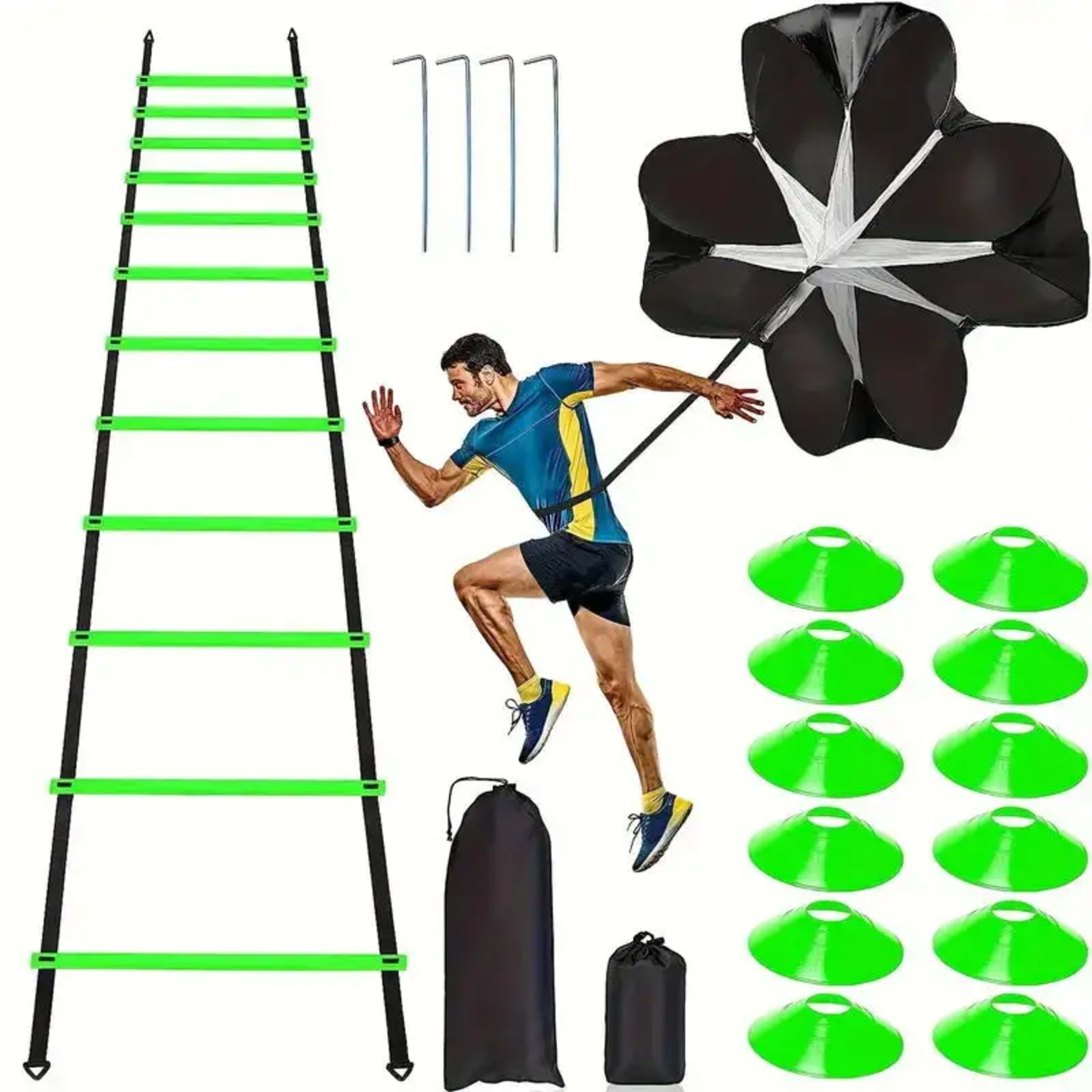 1set Football Soccer Training Equipment Fitness Speed Training Resistant Parachute Chute Running Umbrella