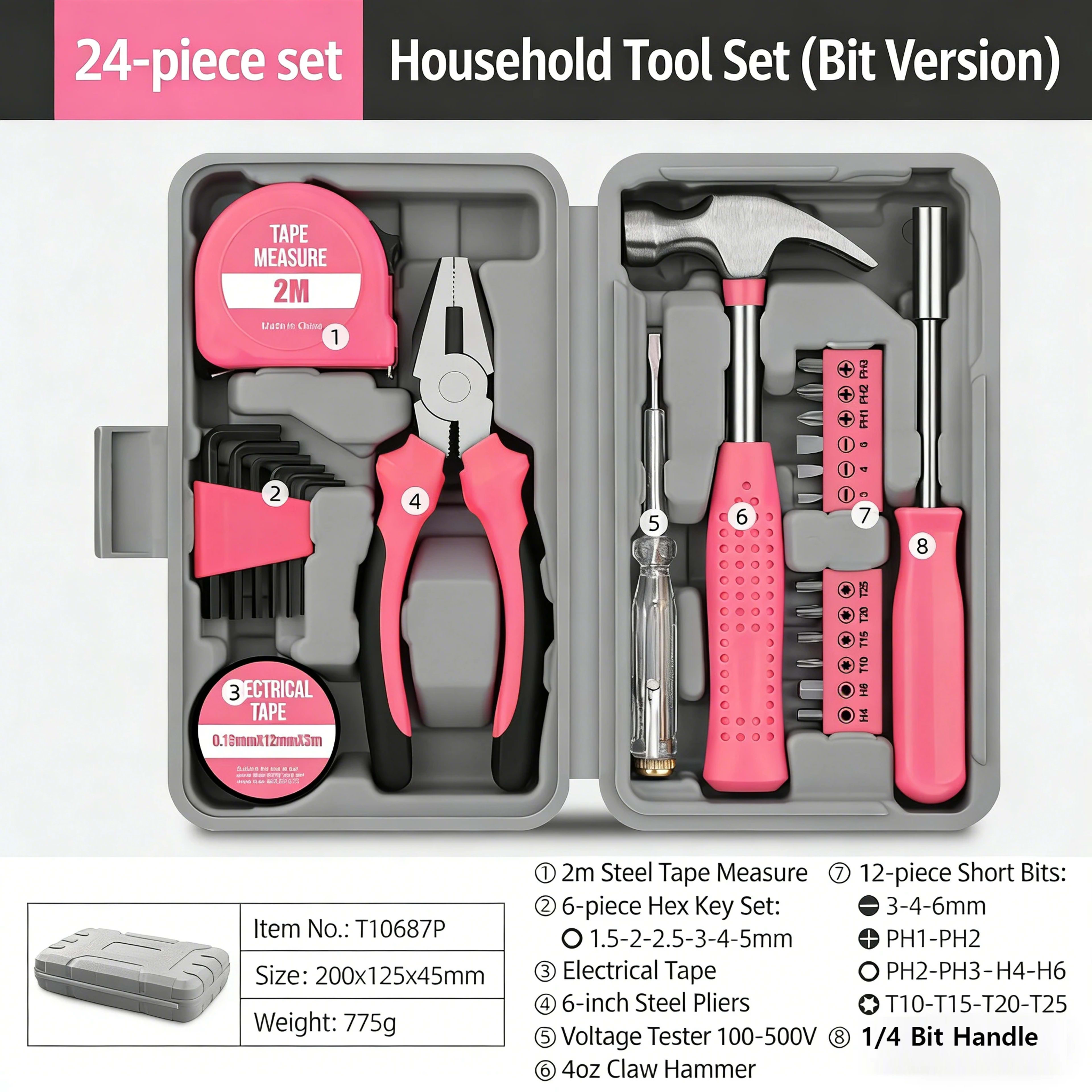 24pcs Home Tool Set All-in-one Multi-purpose DIY Kit For Household Repairs & Maintenance Multifunctional Outdoor Small T
