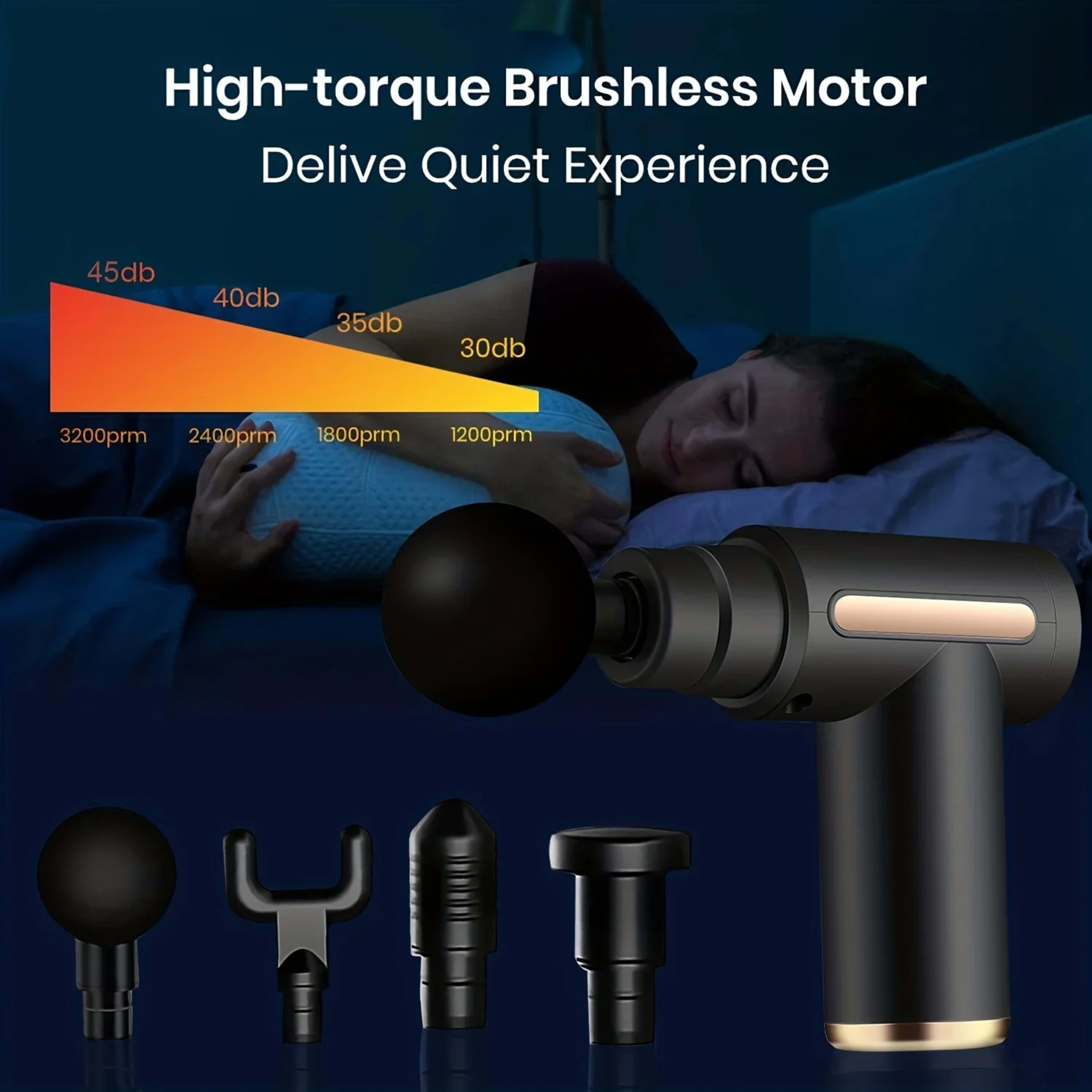 Portable Fascial Massage Gun Electric Percussion Pistol Massager Body Relaxation With LED Touch Screen 4Replaceable Mass 2