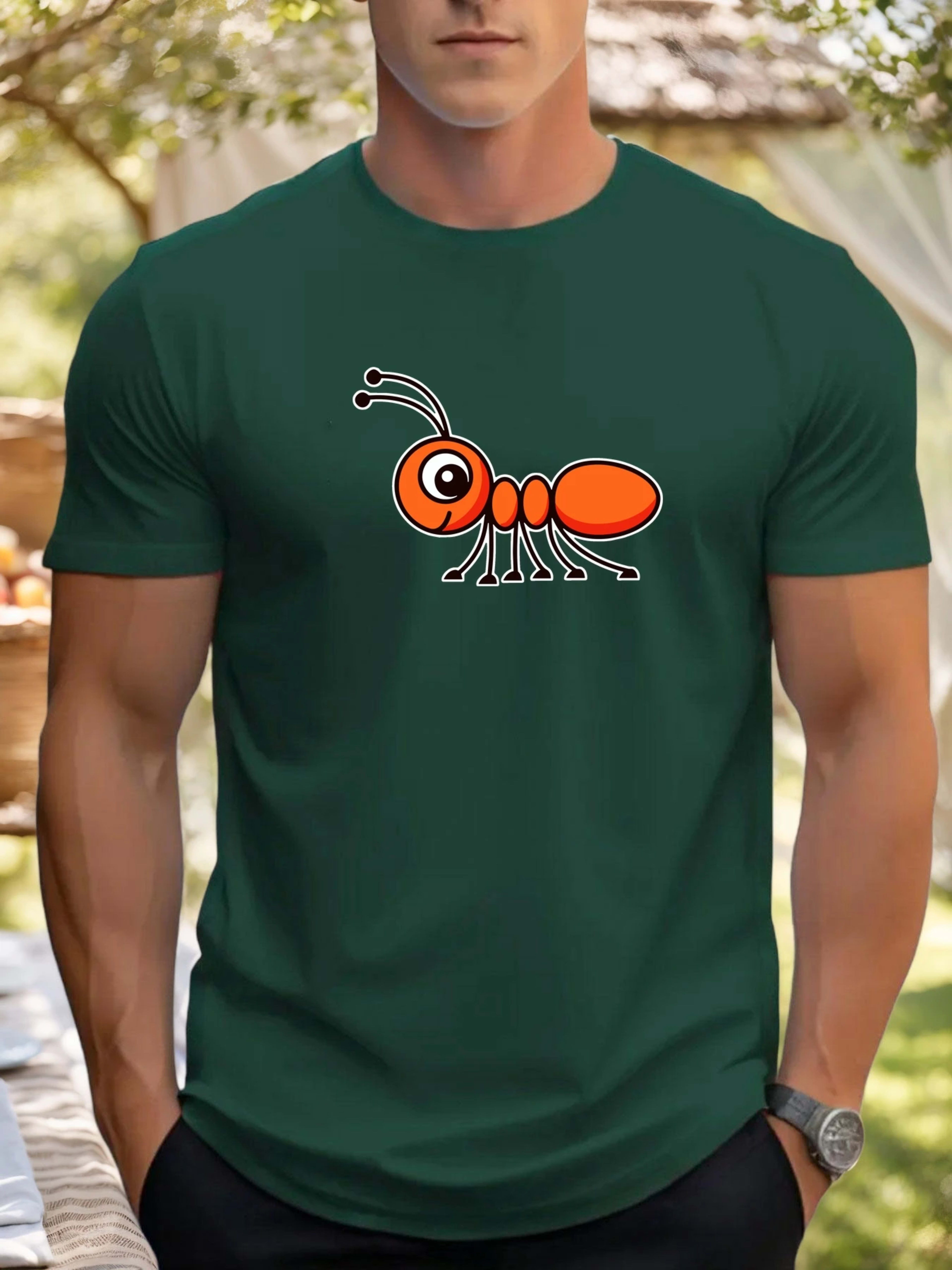 T Shirts For Men Ant 100% Cotton Graphic Printing Summer Round Neck T-Shirt Casual Breathable Street Style Daily Top 8