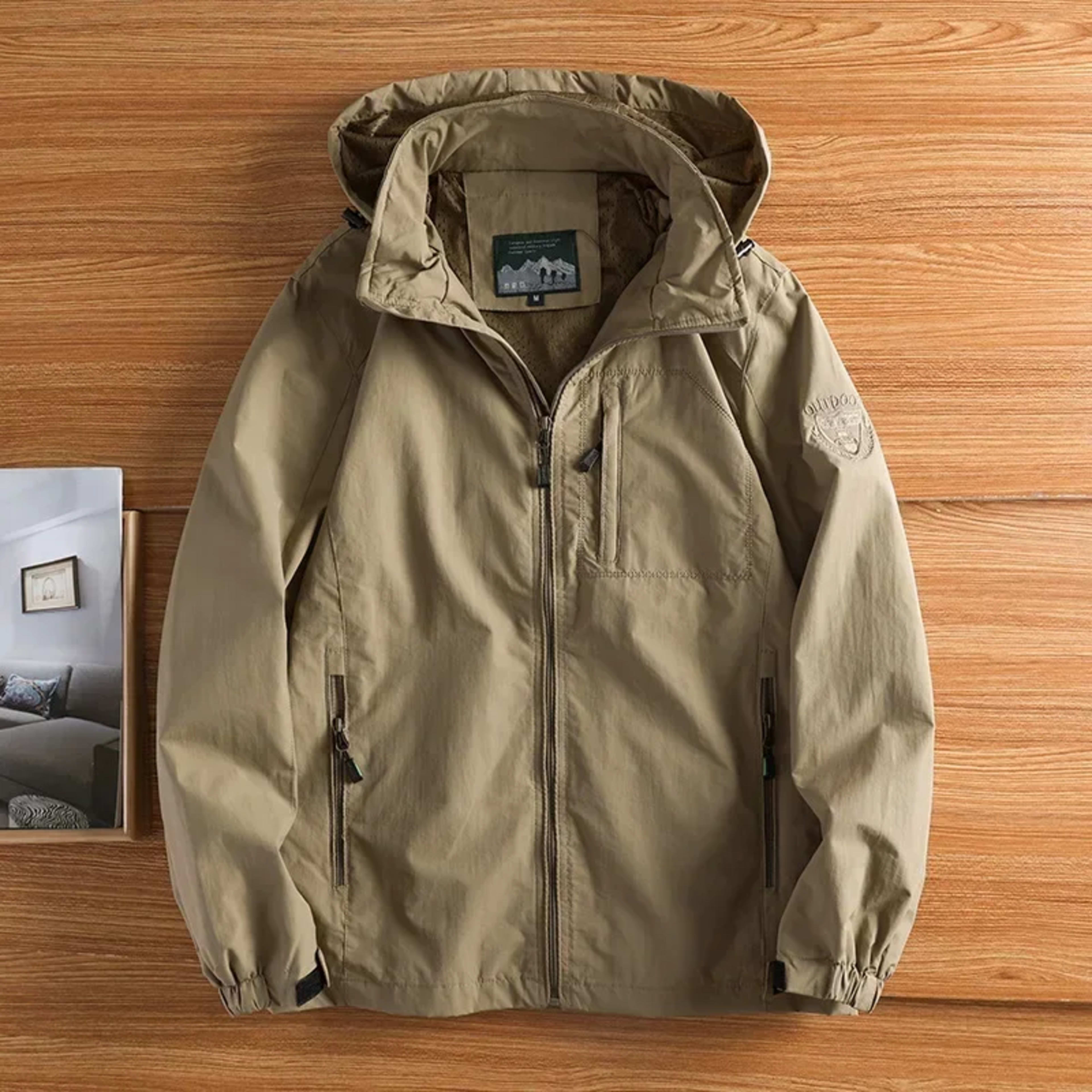 Men's Jacket Spring and Autumn Three Proof Fashion Casual Loose Hooded Professional Outdoor Windproof Windbreaker Coat 1