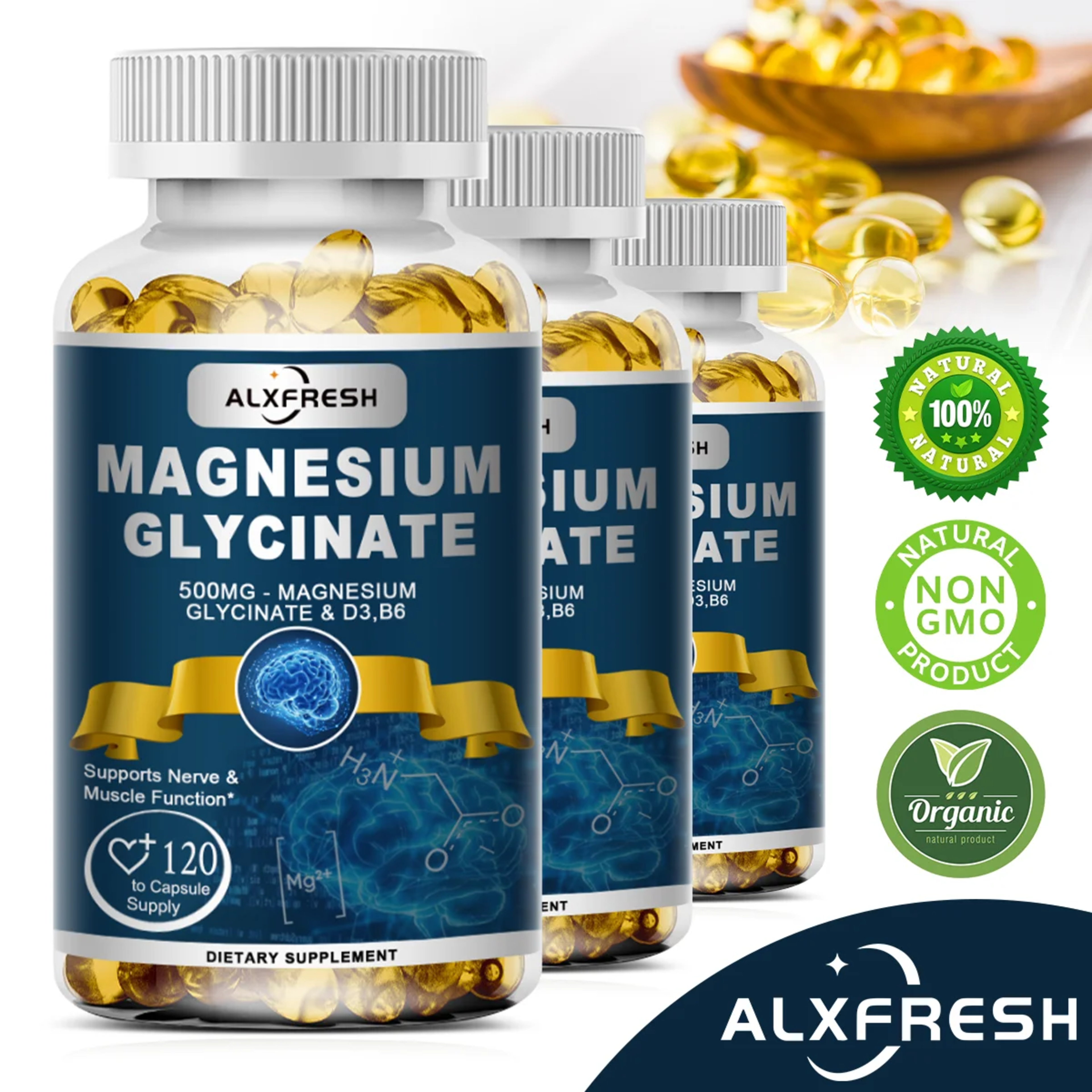 Magnesium Glycinate Supplement Zinc,Vitamin D3 B6, Support Muscle & Nervous, Immune System Tiredness Health 1