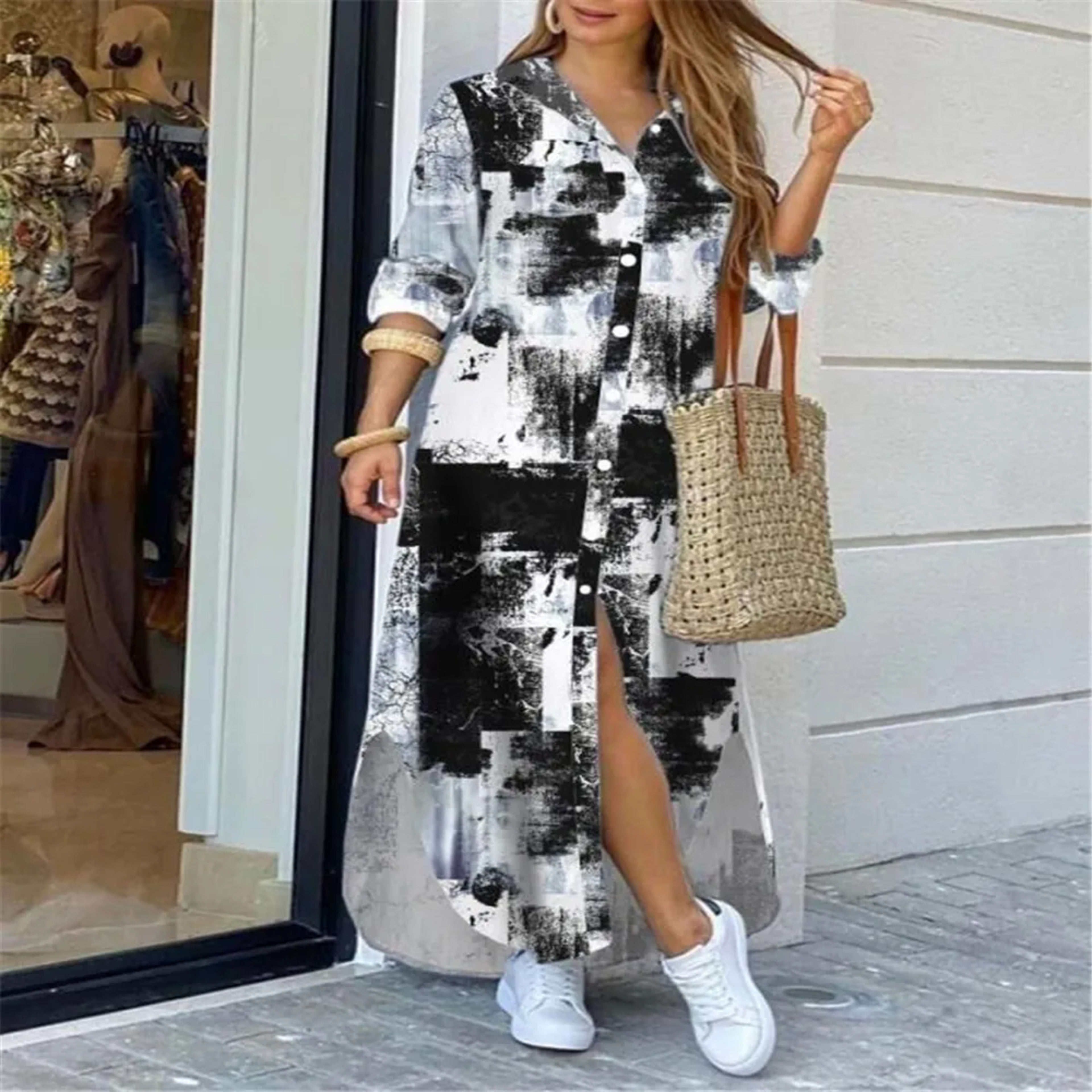 Women Dresses 2026 new fashion sexy single-breasted long dress loose lapel spring autumn women's clothing vestidoes 14