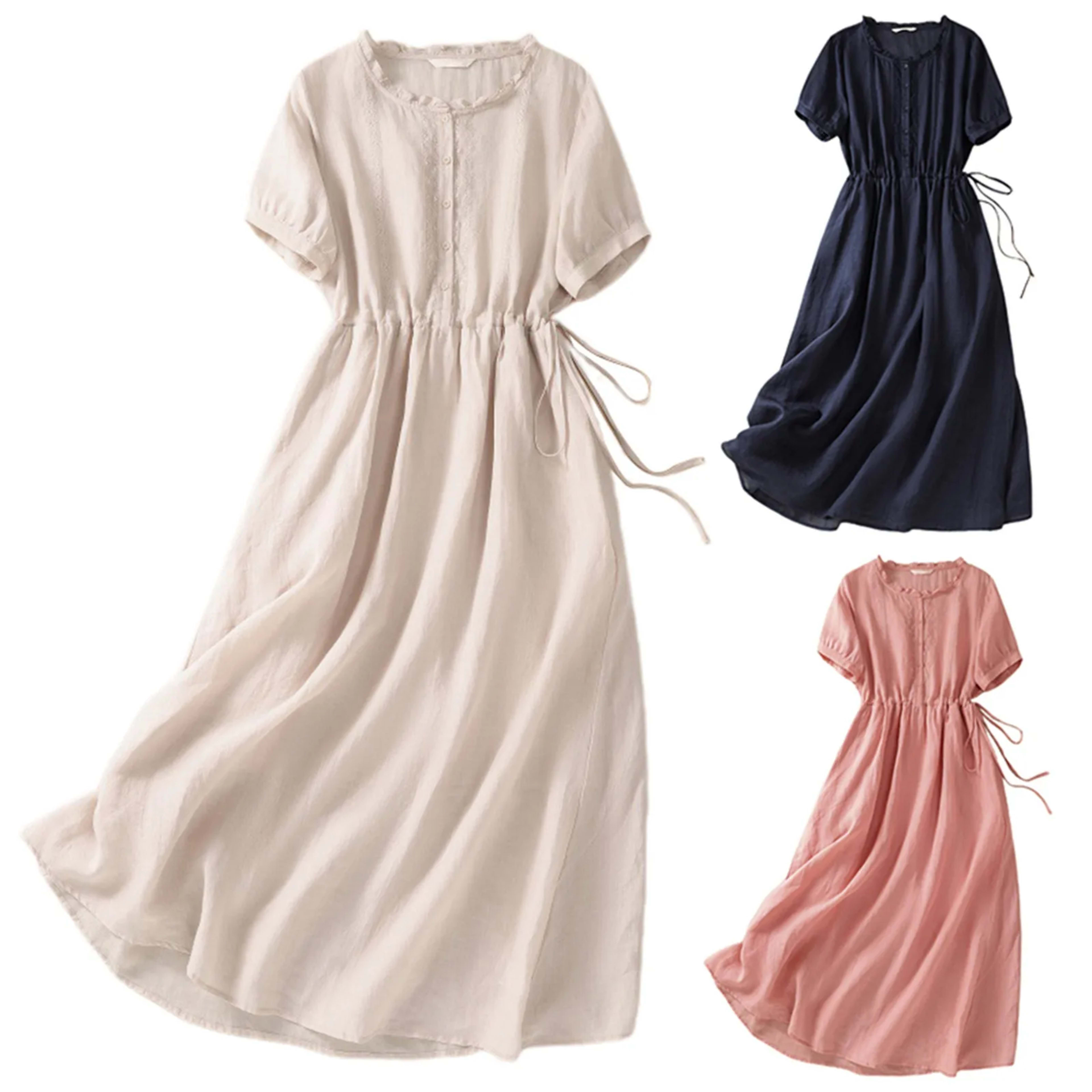 Women'S Elegant Dresses Outfits Womens New Cotton And Art Commuting Simple And Solid Color Light Vestidos En Oferta Liqu 1