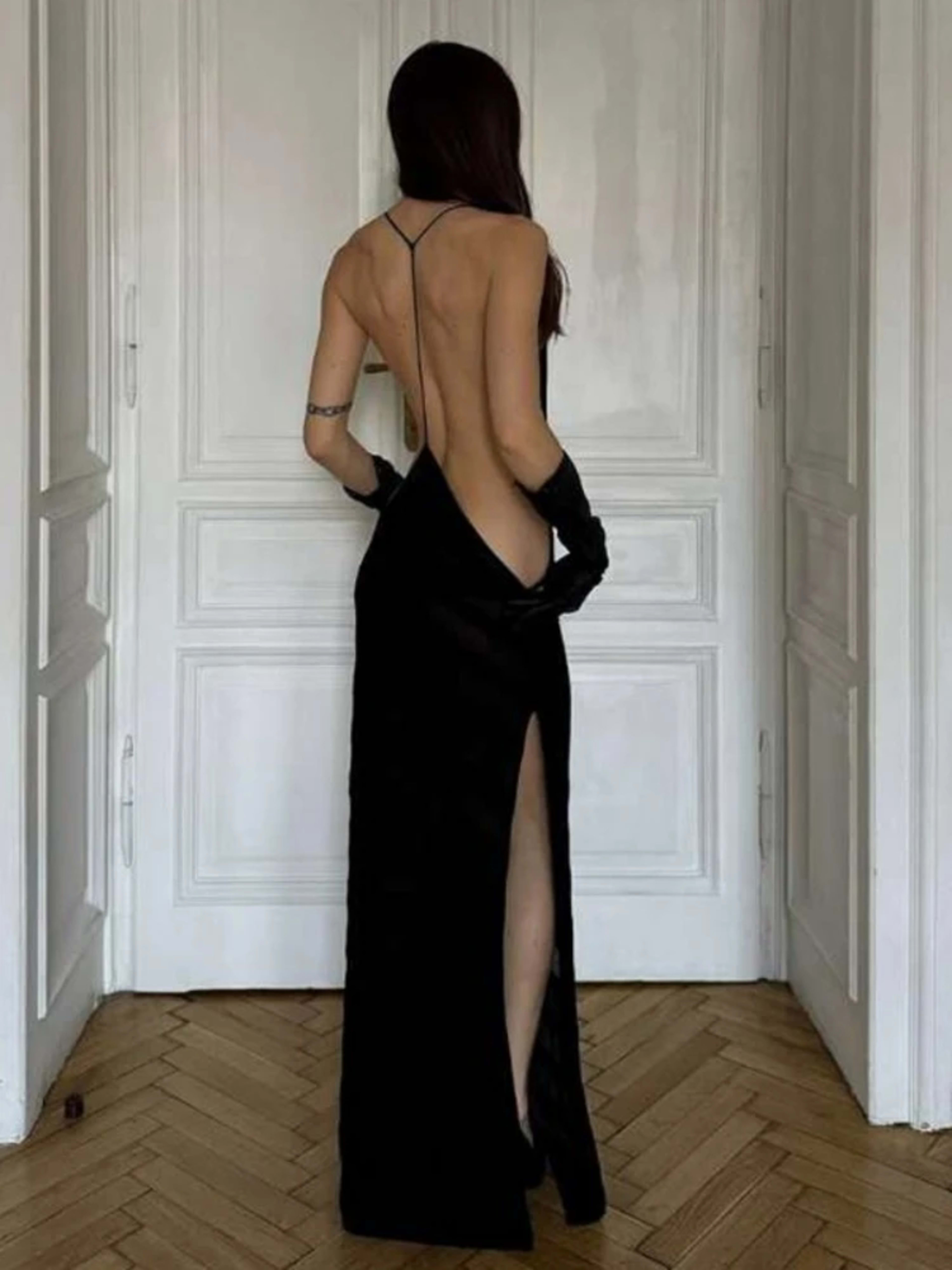 Black Evening Dresses For Women Clothing Backless Vestidos Elegantes Para Mujer See Through Sexi Night Dress Hot Club Ou 5