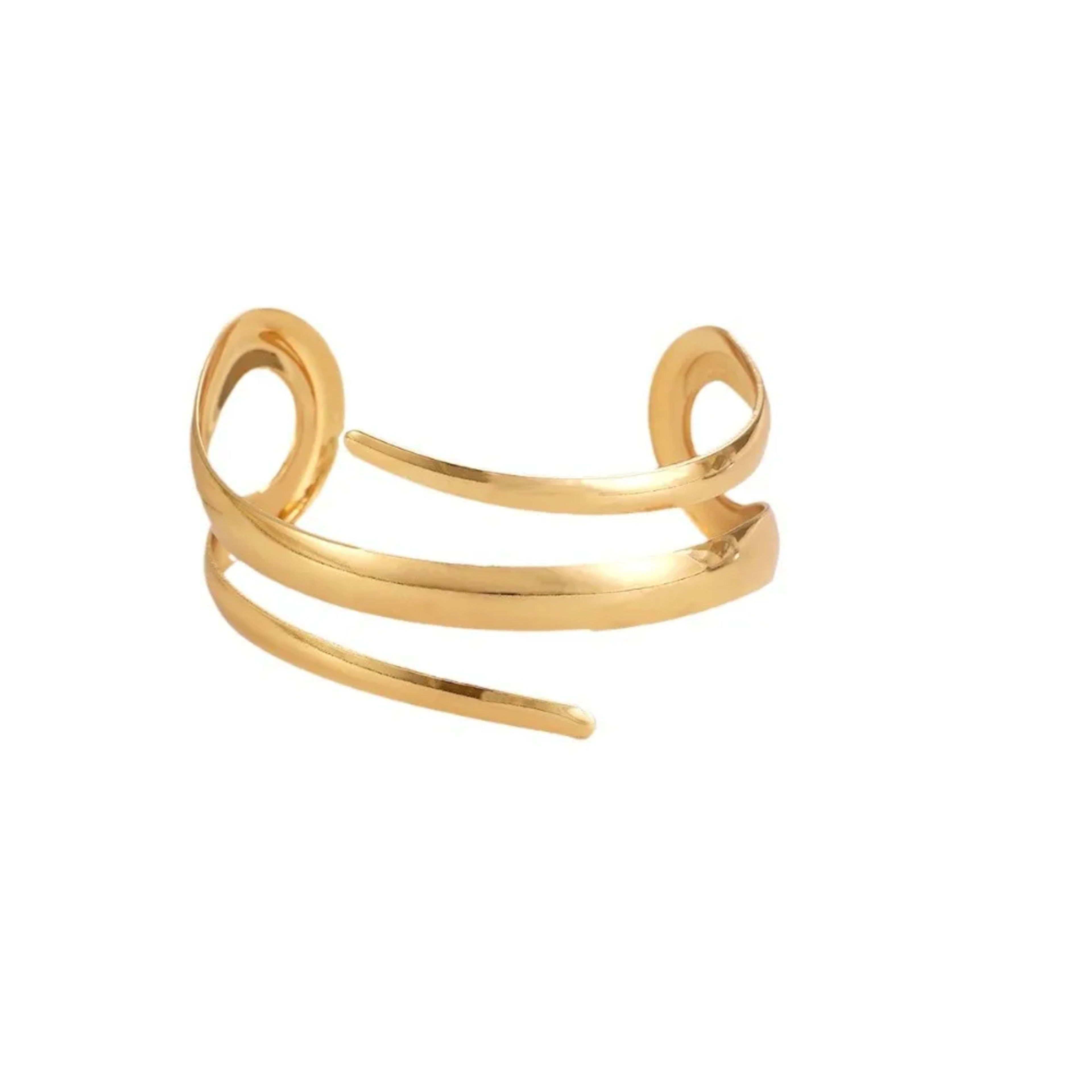European and American Thick Bracelet and Ring Jewelry Set for Women Gold Color Geometric Line Bracelet Ring Combination  6
