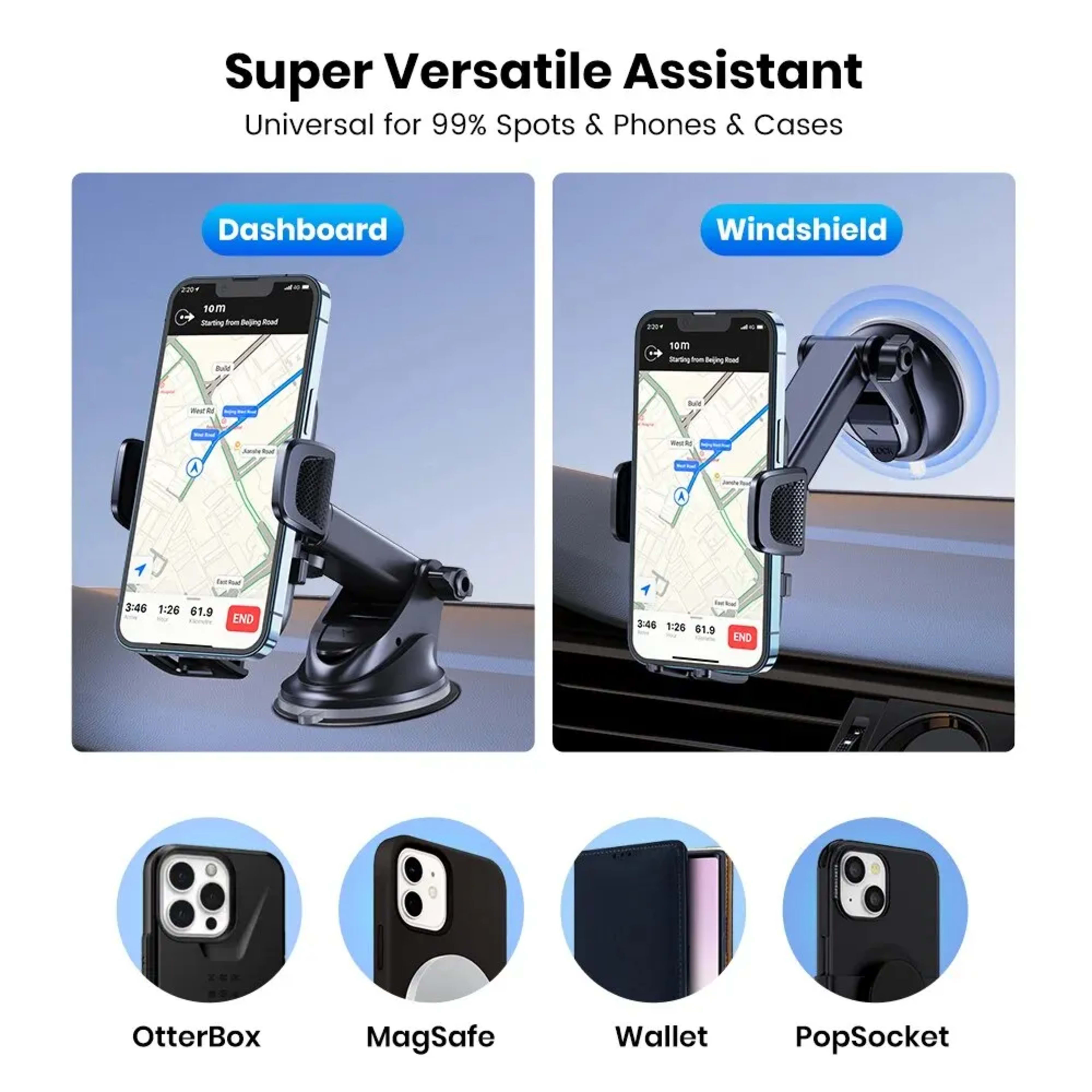 TOPK Car Phone Holder Mount for IPhone[Powerful Suction] Phone Mount for Car Dashboard Car Accessories Automobile for Sm 3