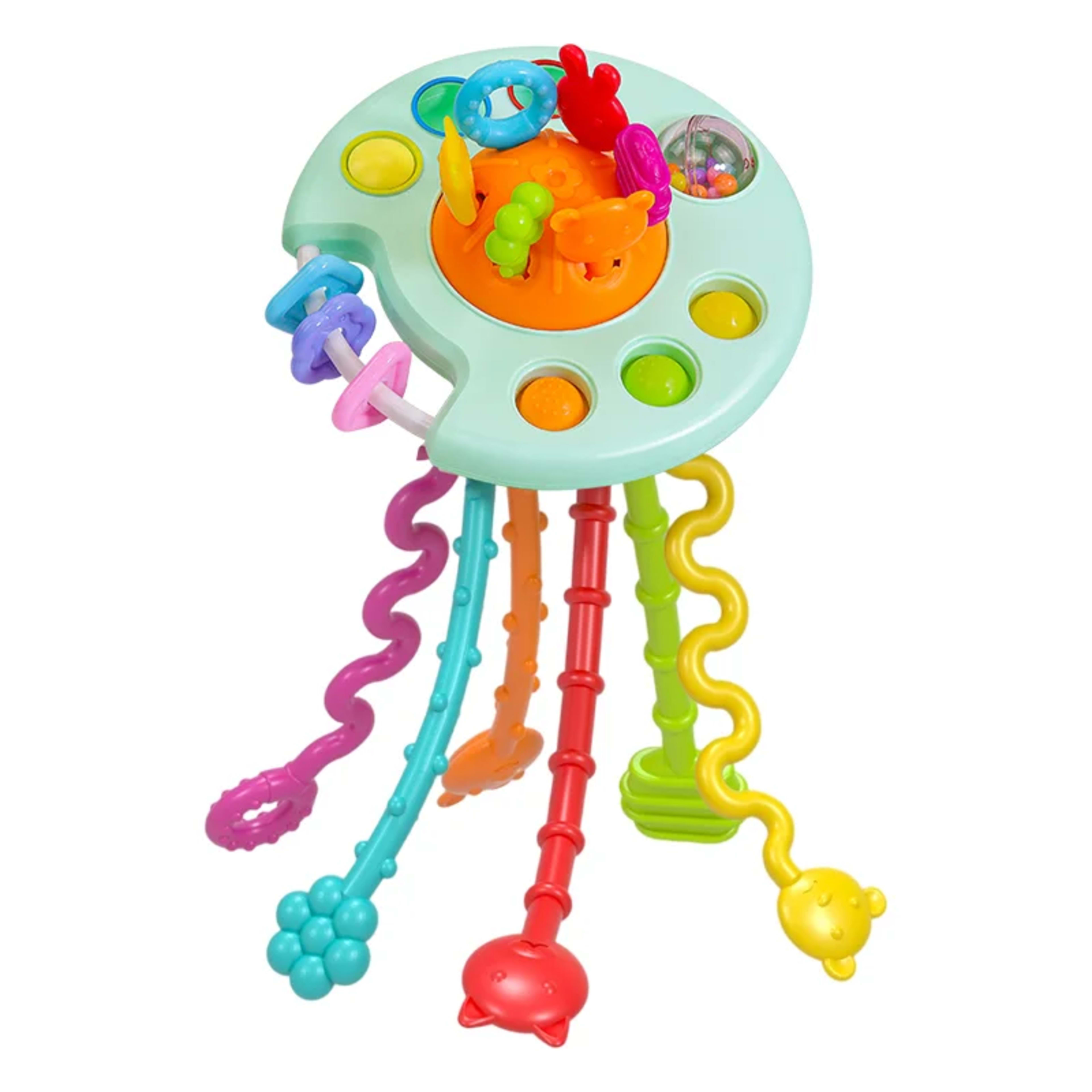 Baby cognitive development and early education toy with bendable stand, sensory exploration game.