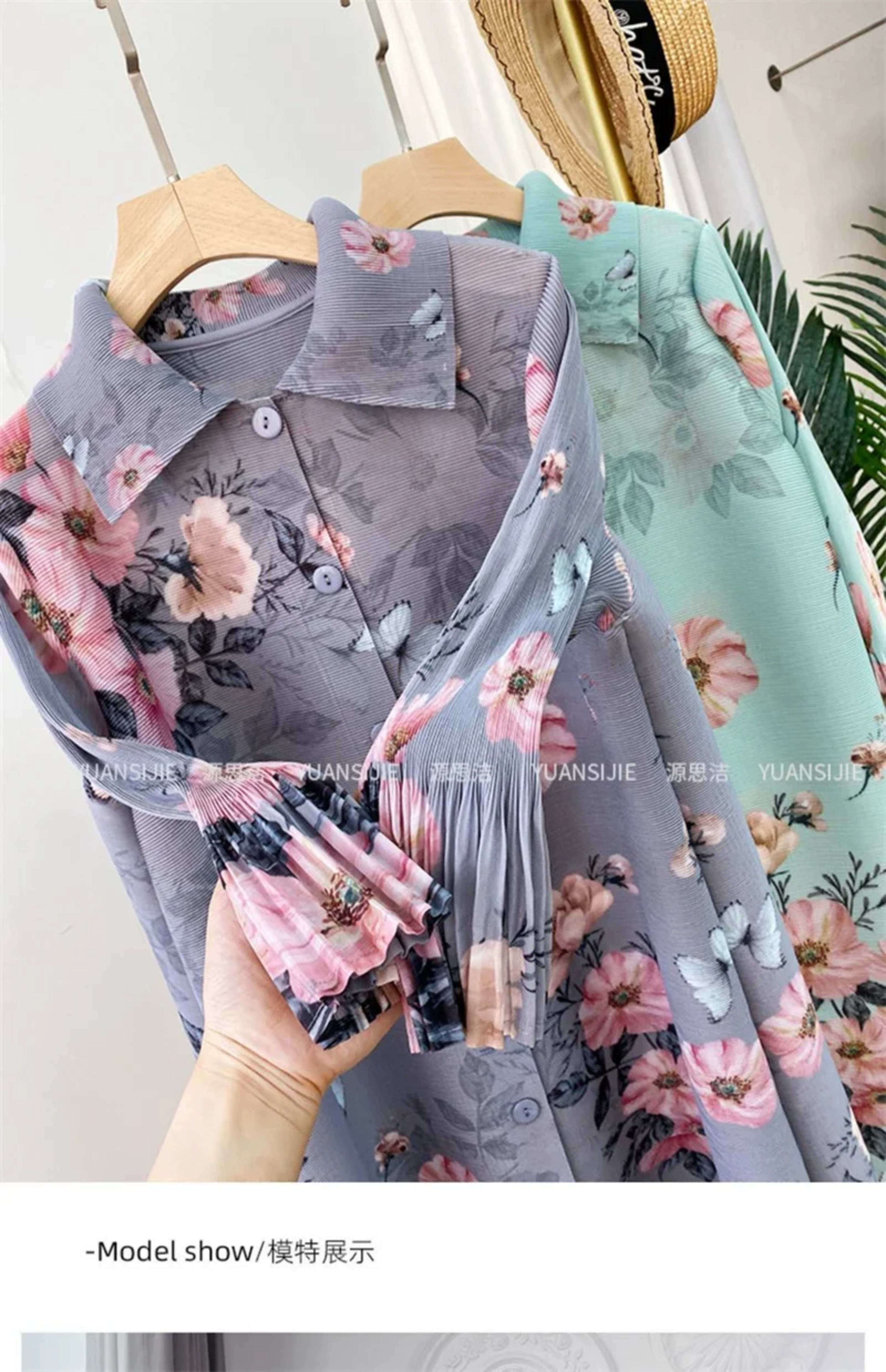 Womens Dresses Evening Dresses Fashion Holiday Style Printed Dress Spring/Summer Flower Folding Long Dress Loose Plus Si 5