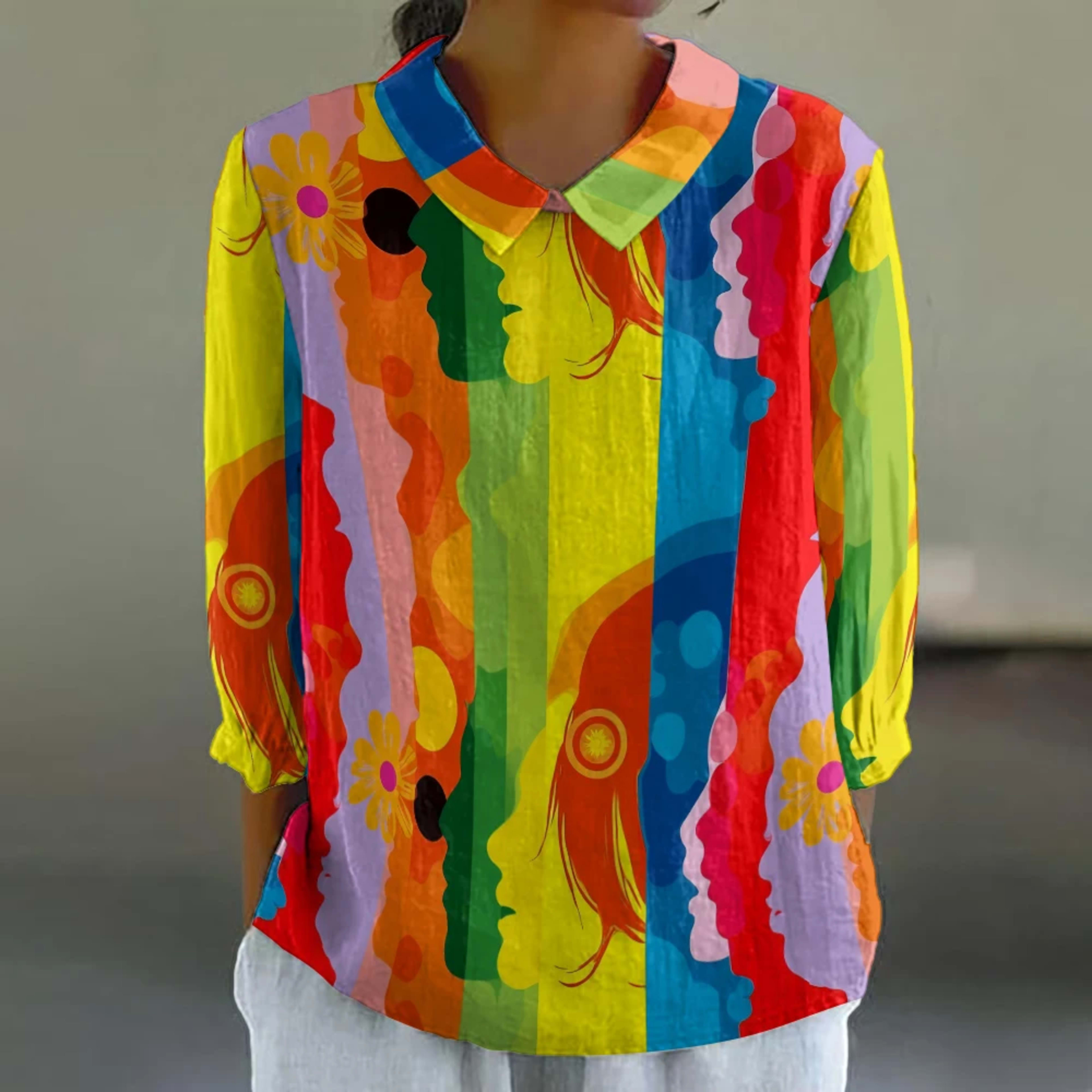 Women's Floral Shirt Cute 3/4 Sleeve Blouse Breathable Vacation Top Resort Style Button Down Tunic Summer Casual Shirt P 16