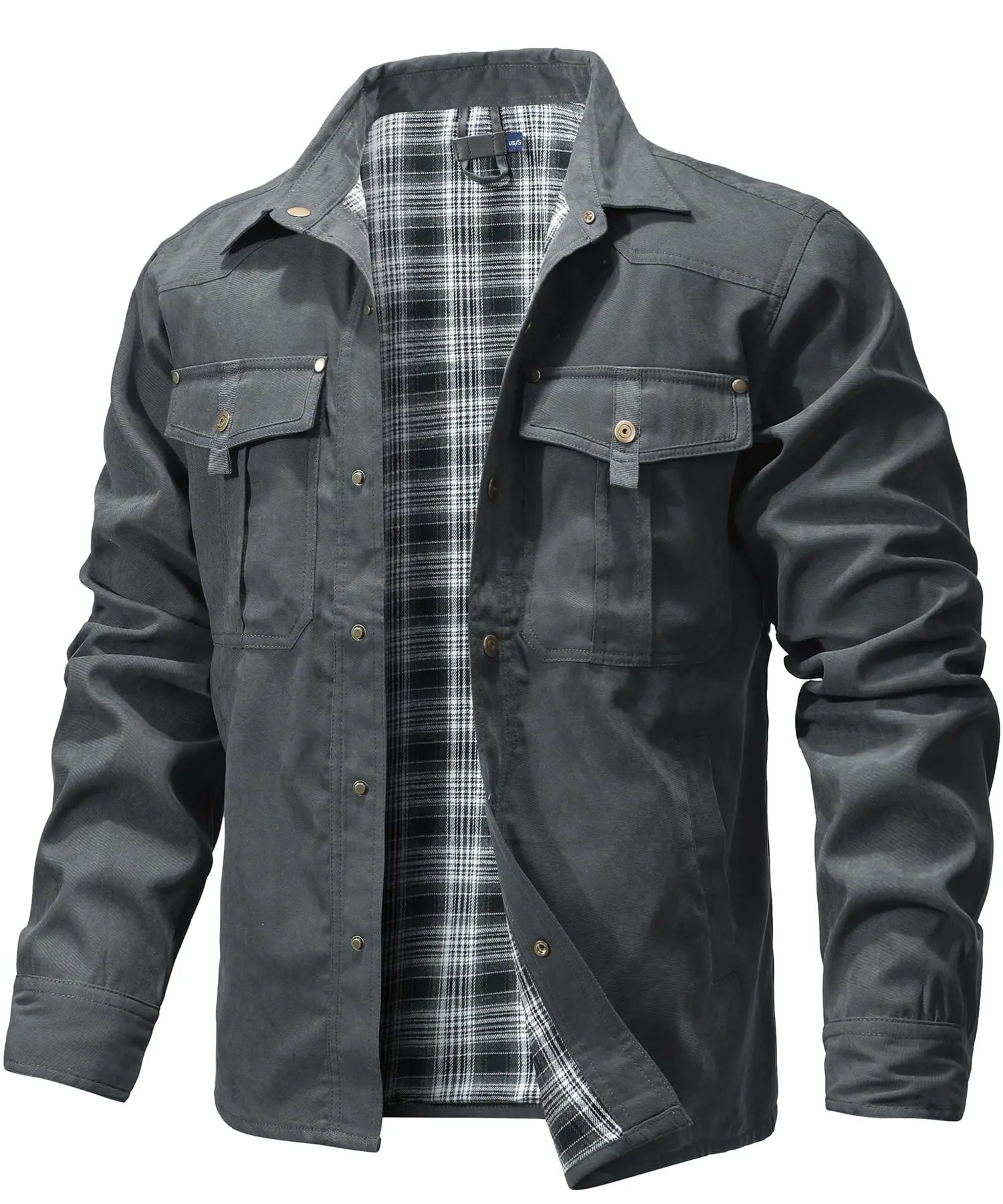 Men's Jackets Spring Flannel Lined Shirt Coat Shacket Casual Snap Button Overshirt Western Cowboy Style High Quality Top 10