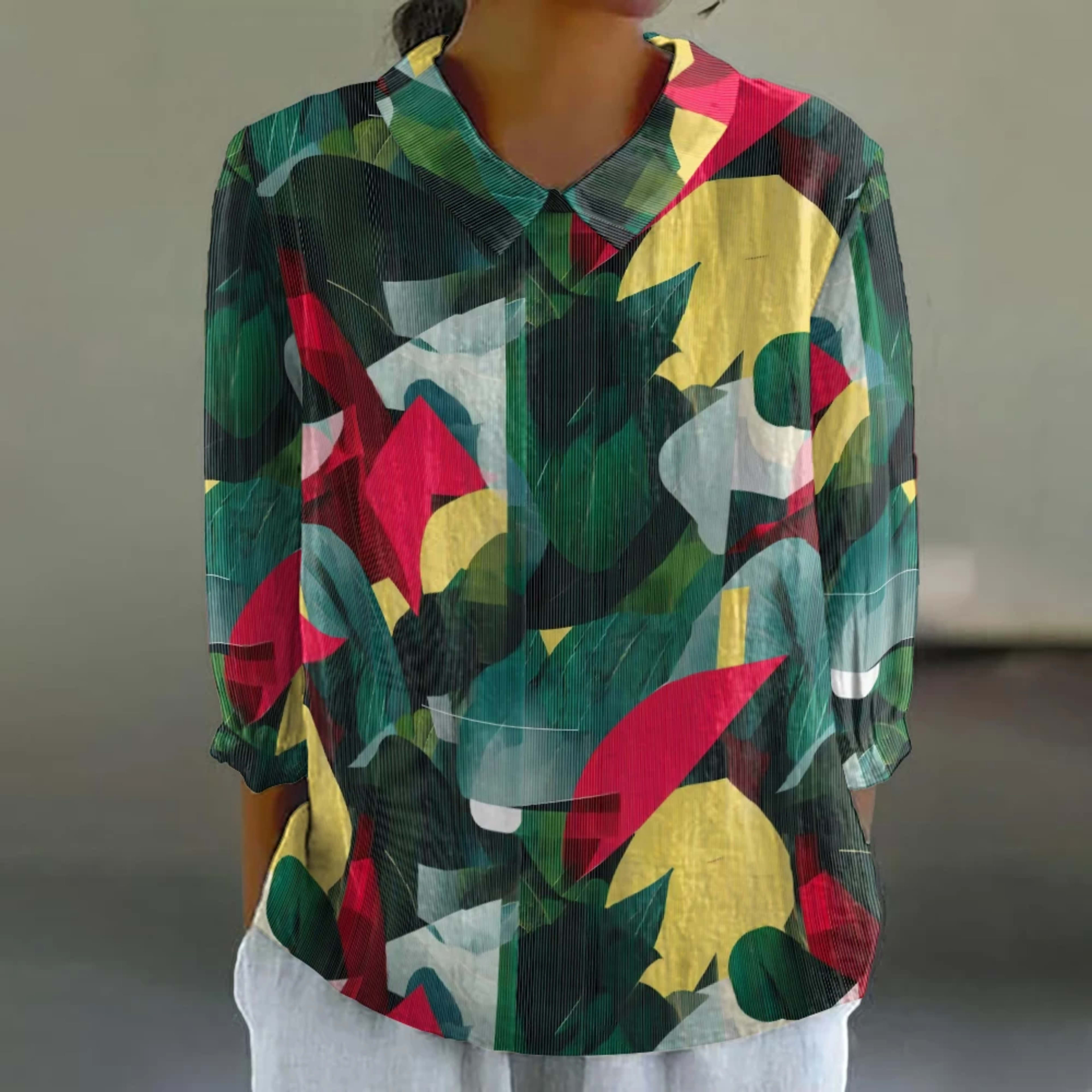 Women's Floral Shirt Cute 3/4 Sleeve Blouse Breathable Vacation Top Resort Style Button Down Tunic Summer Casual Shirt P 20