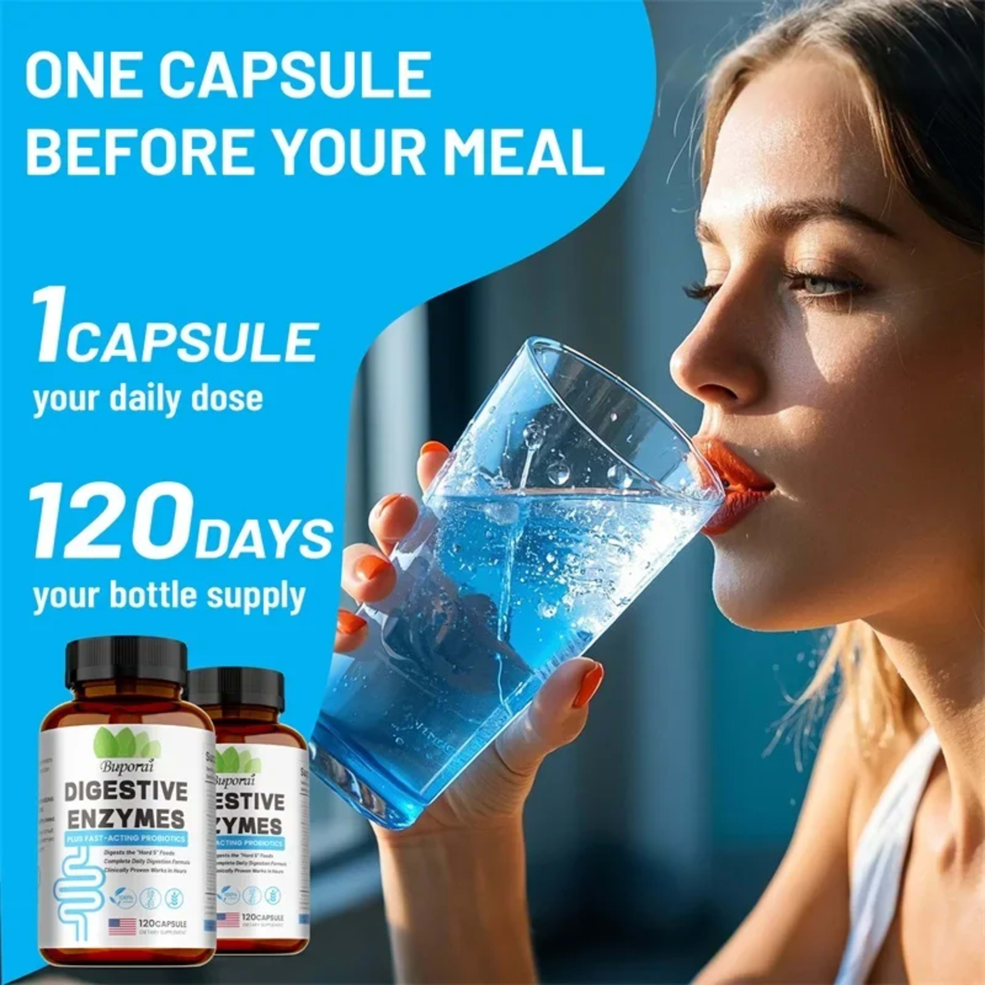 Digestive Enzymes Supplement - Digestion and Intestinal Health for Adults Men and Women, Promotes Nutrient Absorption 4