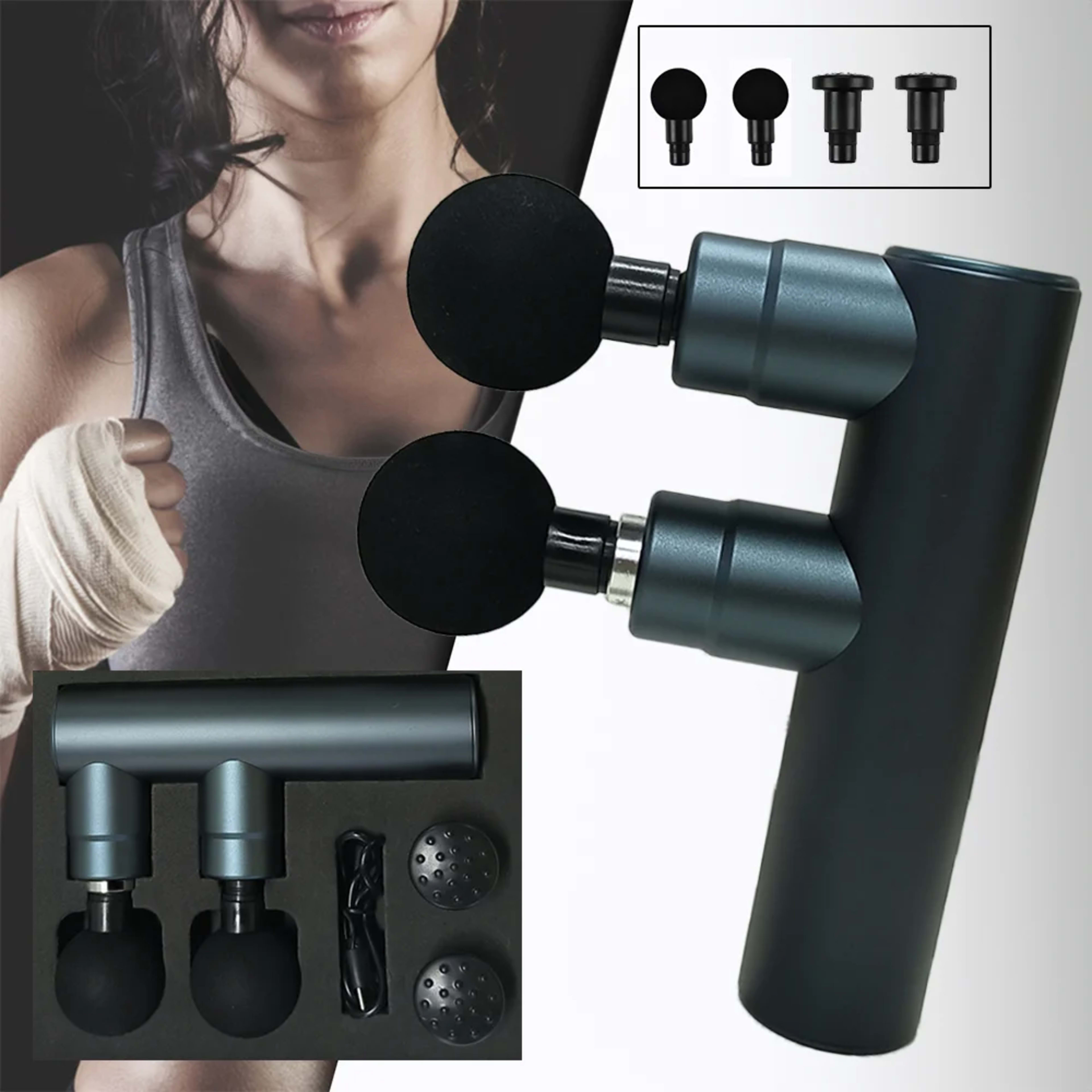 Muscle Electric Massage Gun USB Charging High Frequency Double Head Body Relax Portable Massage Gun with Bag for Sports  1
