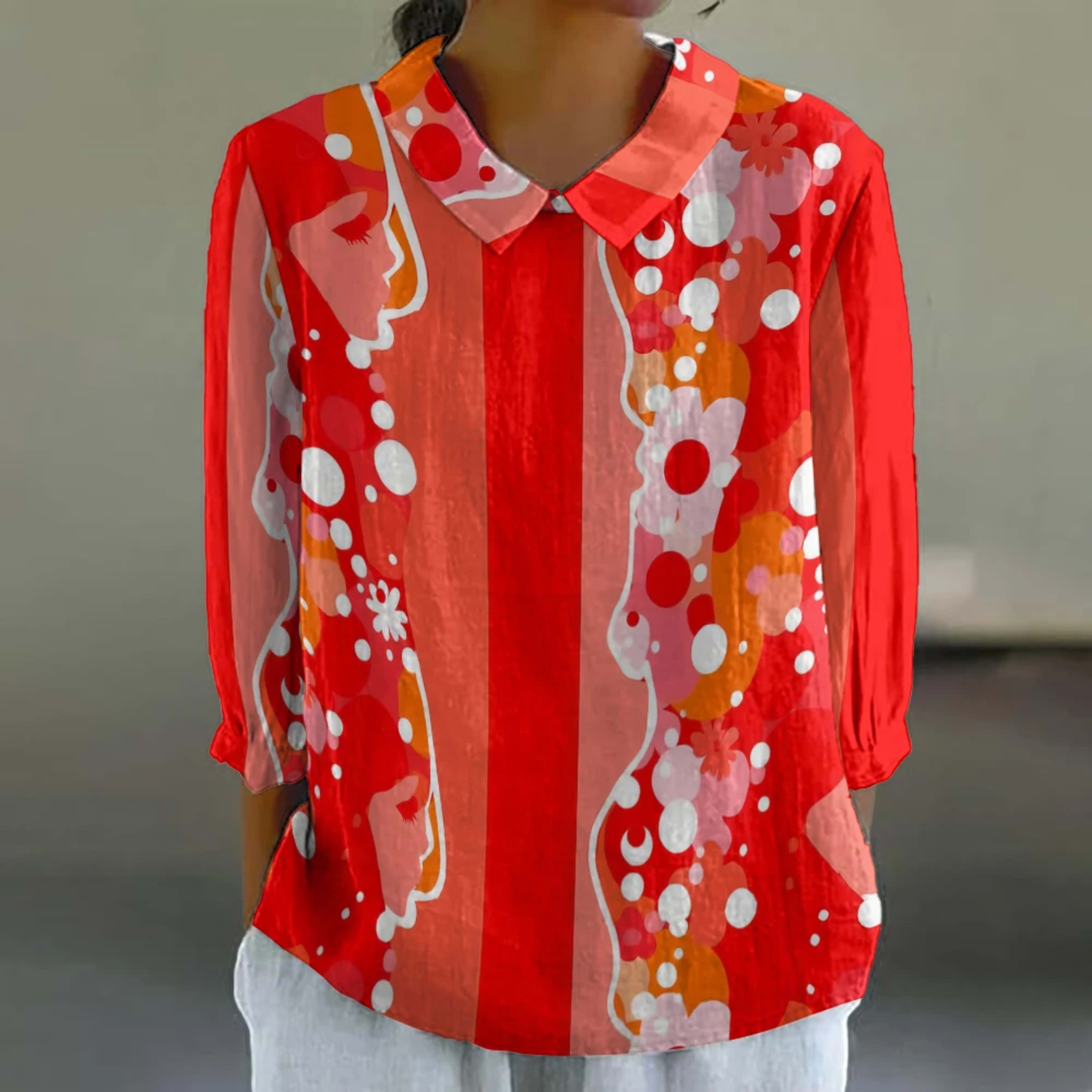 Women's Floral Shirt Cute 3/4 Sleeve Blouse Breathable Vacation Top Resort Style Button Down Tunic Summer Casual Shirt P 11