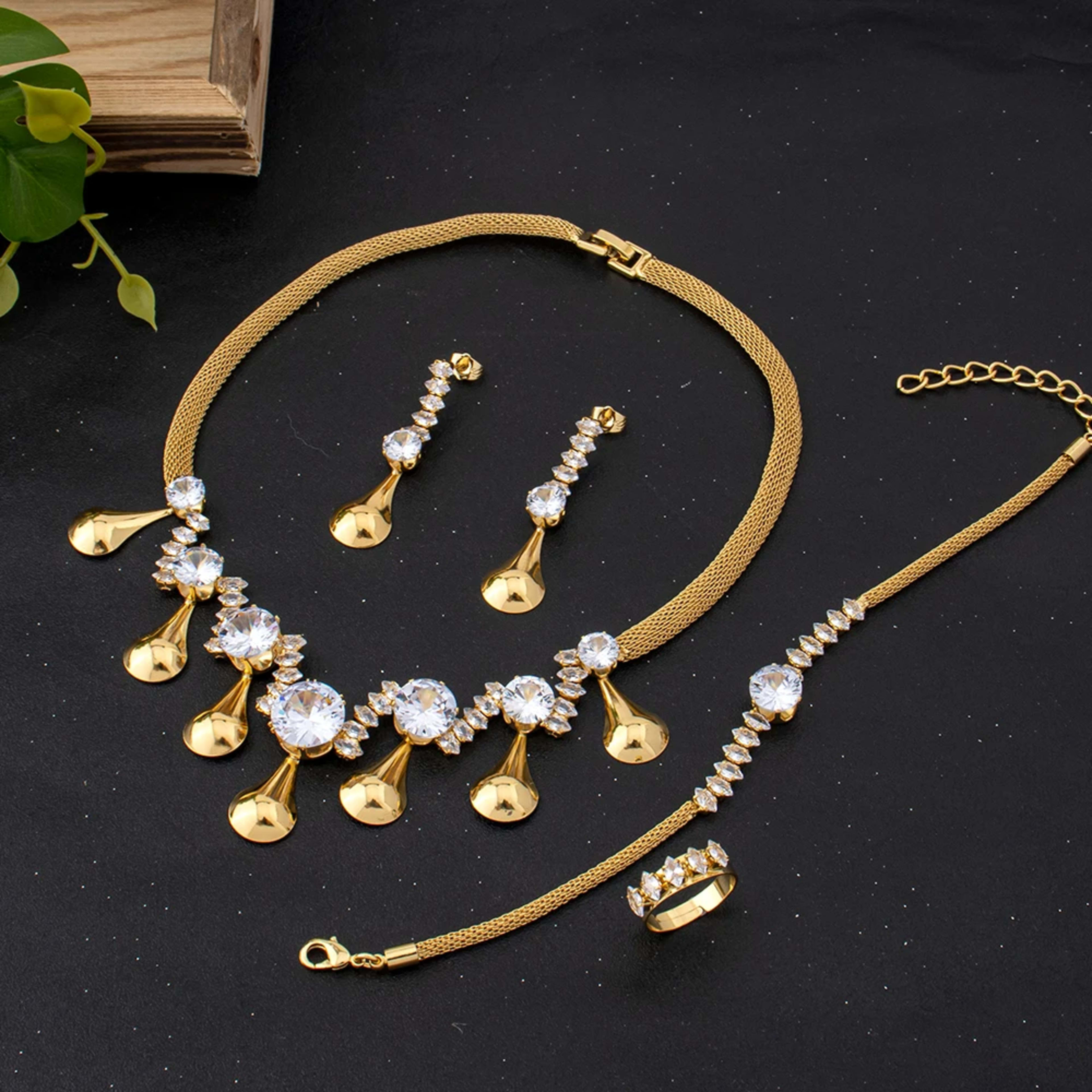 Jewelry For Women 2025 Brilliant Cubic Zircon Necklace Earrings Ring and Bracelet Wedding Bridal Jewelry Sets Dress Acce