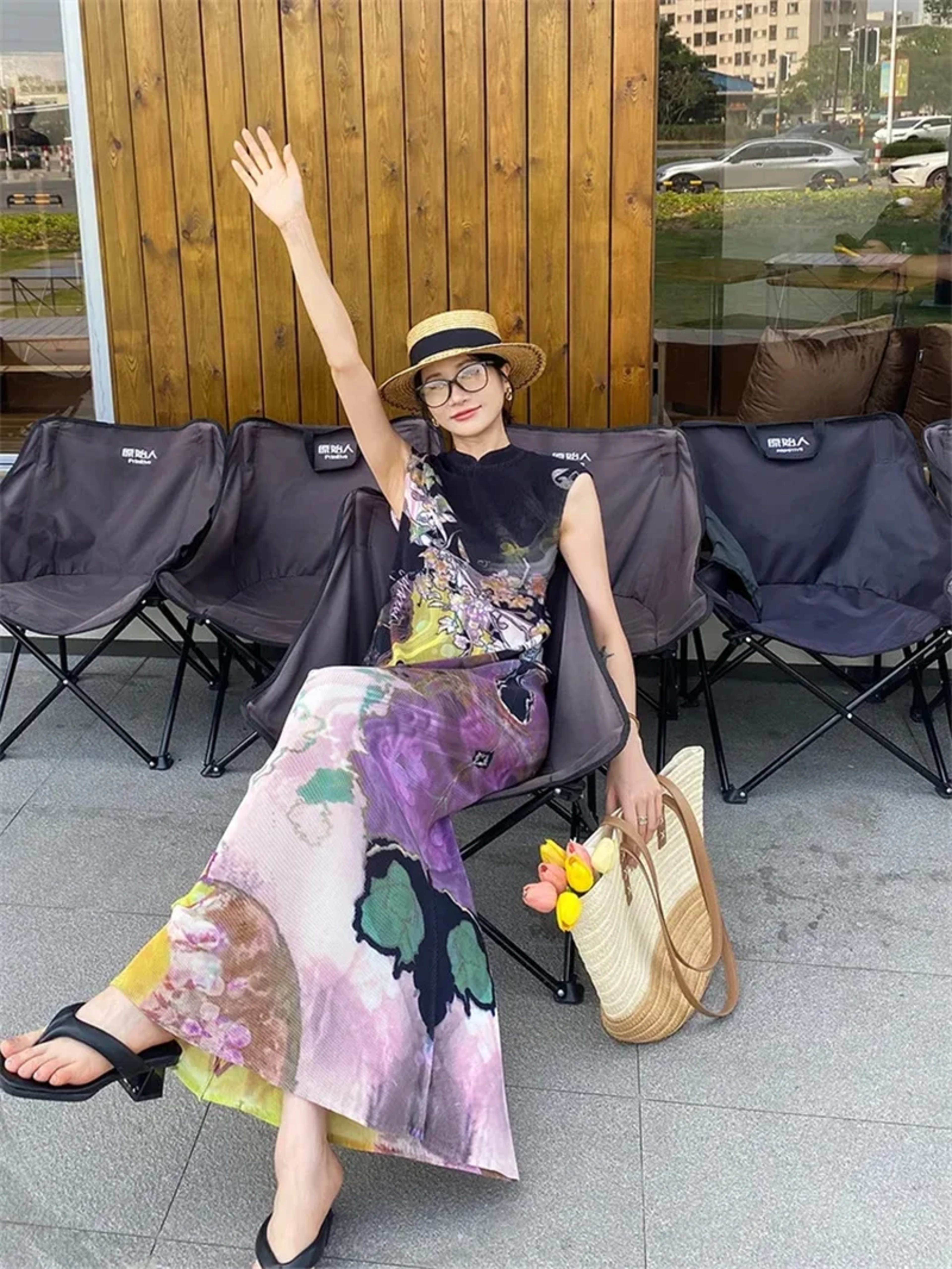 Womens Dresses Woman Clothes  Miyake High-grade Pleated Print Dress Chinese National Style Cheongsam Skirt Fishtail Skir 3
