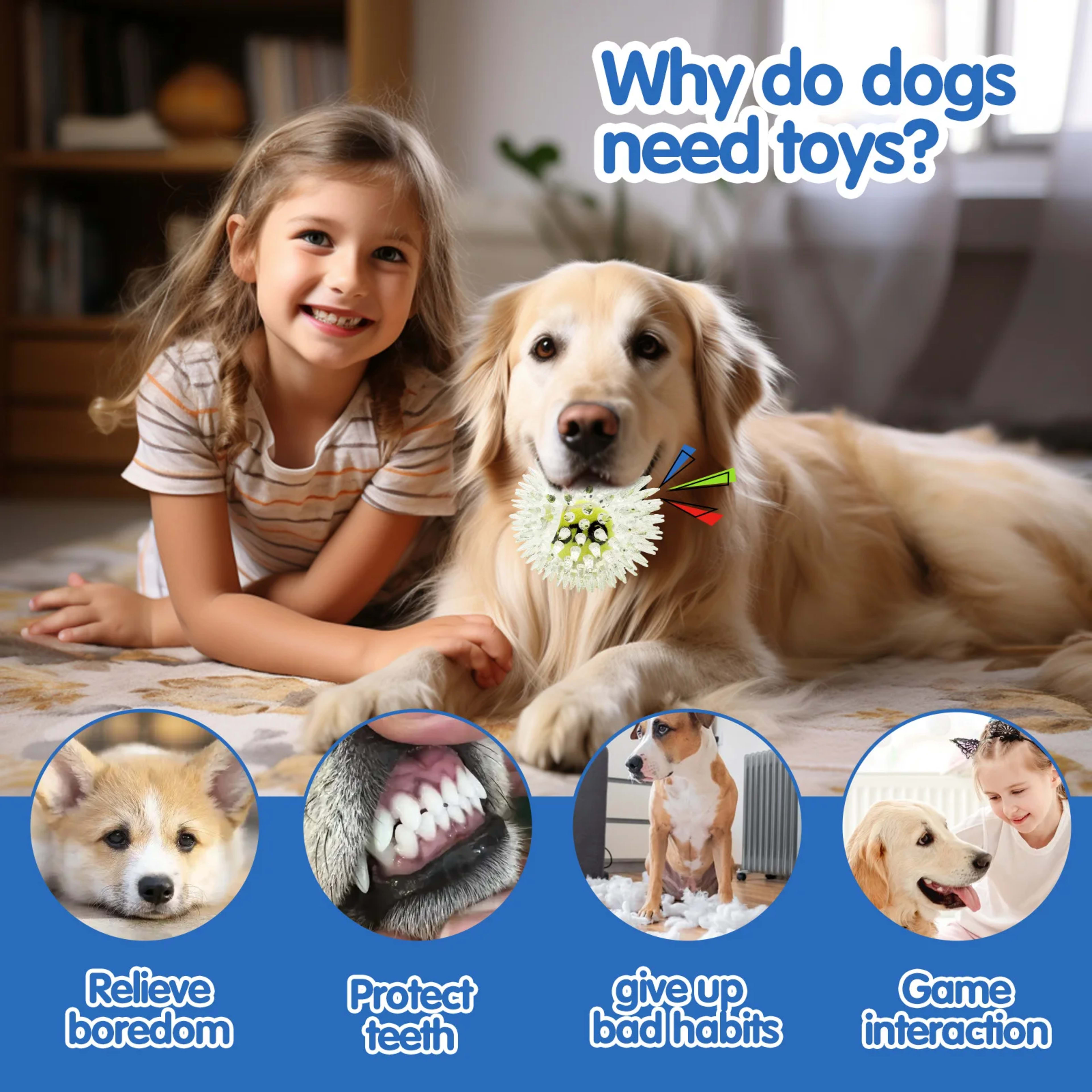 Pet dog toy, rubber tennis ball, prick ball, squeaking, grinding teeth, relieving boredom, accompanying various dogs of  3
