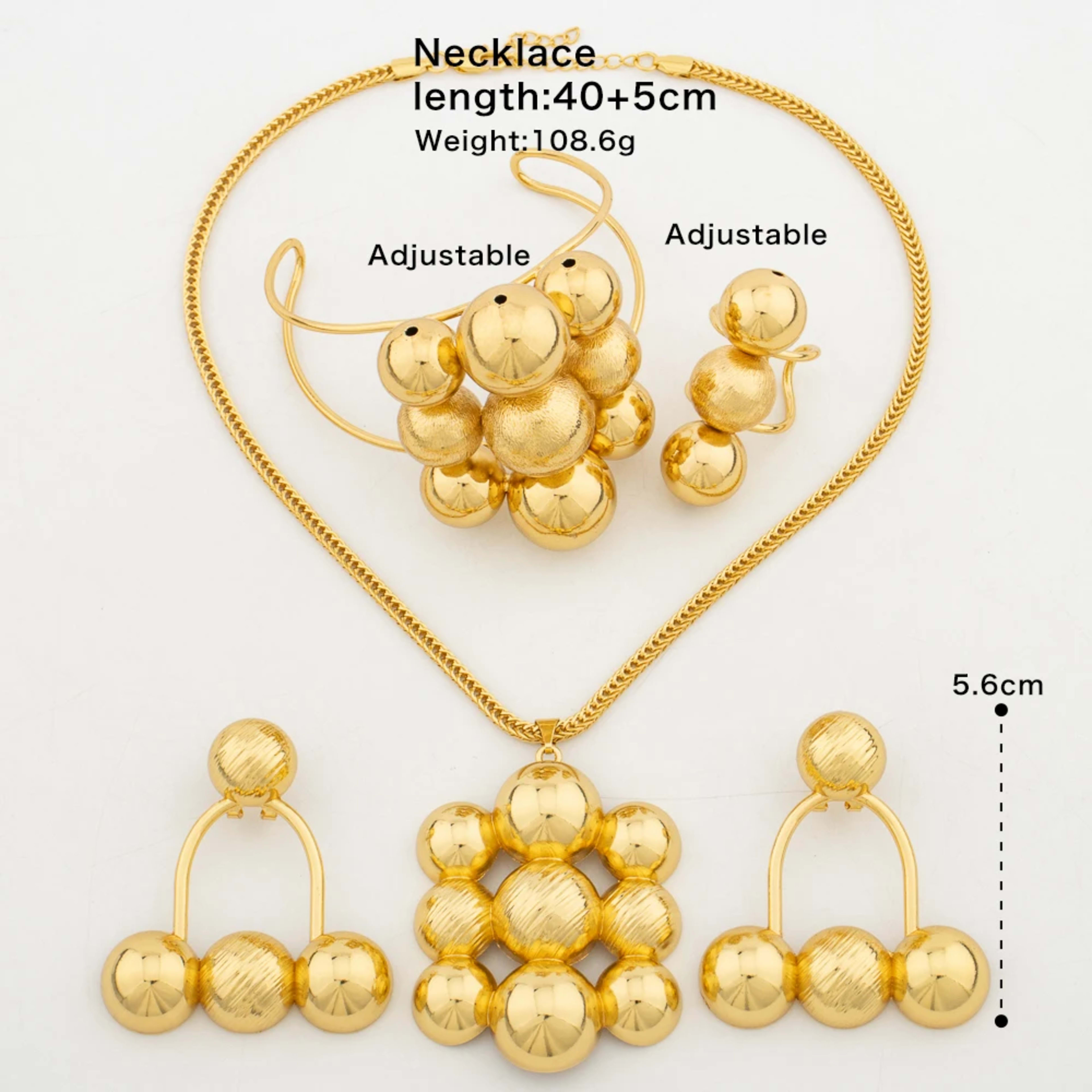 Jewelry Set for Women Luxury Pendant Necklace and Dangle Earrings Weddings Bridal Bangle Ring Set Gifts 6