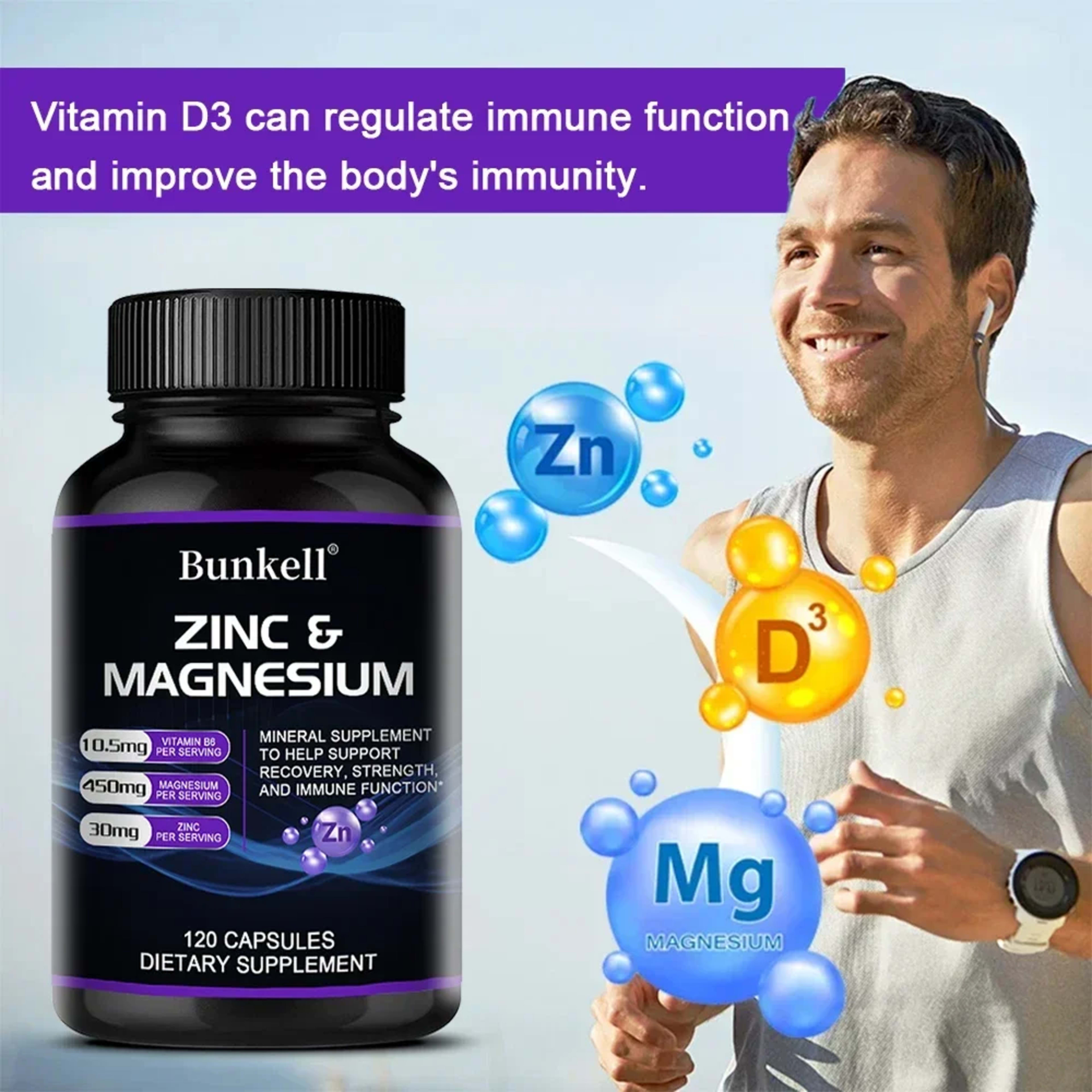 Zinc + Magnesium Supplement, Strong Bones, Teeth, Heart, Nerves, Enhance Immunity, Support Bone Density and Muscle Healt 5