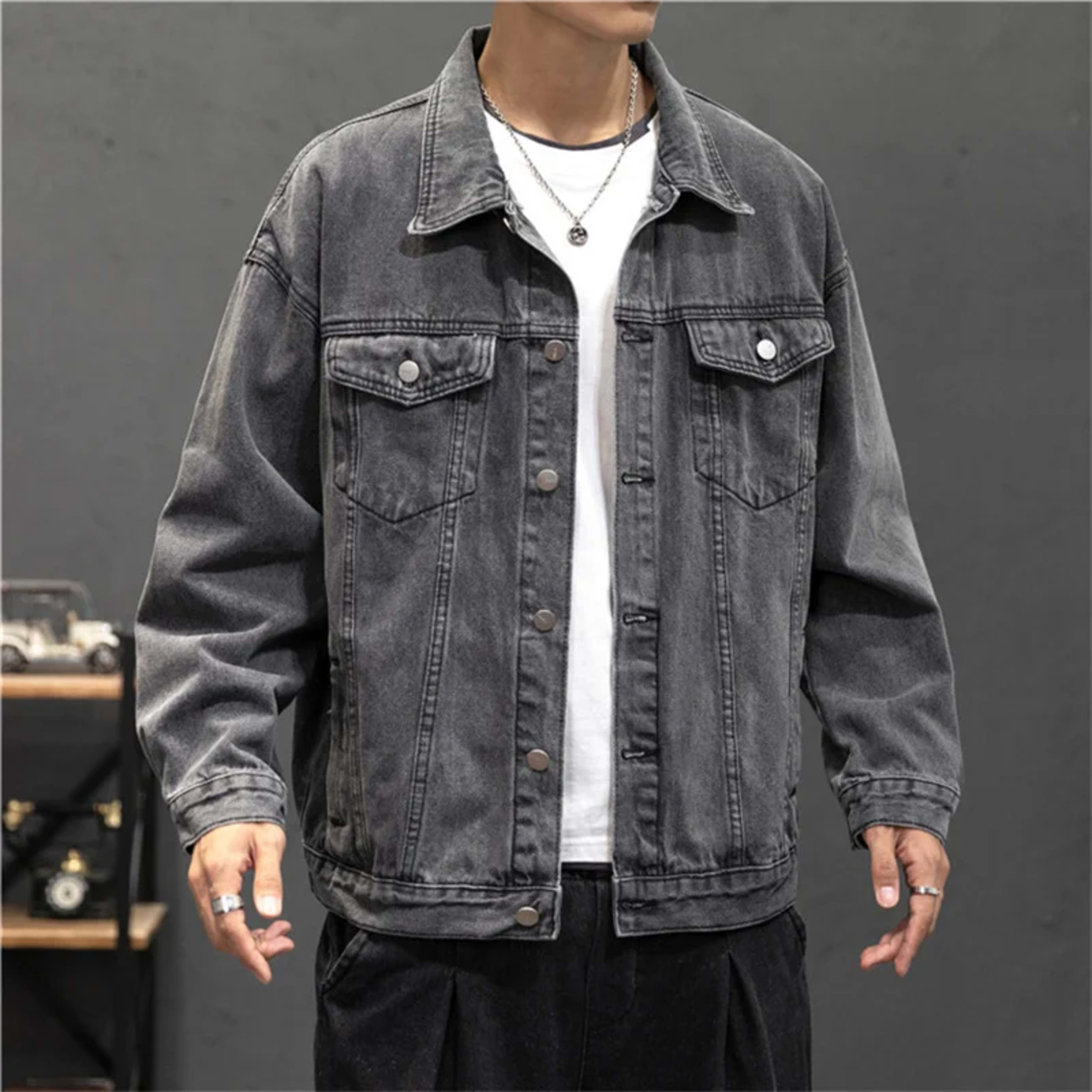 Denim Jacket Men Fashion Hole Retro Motorcyle Basic Coat Men Streetwear Bomber Denim Jacket Cowboy Men's Jacket Casual C