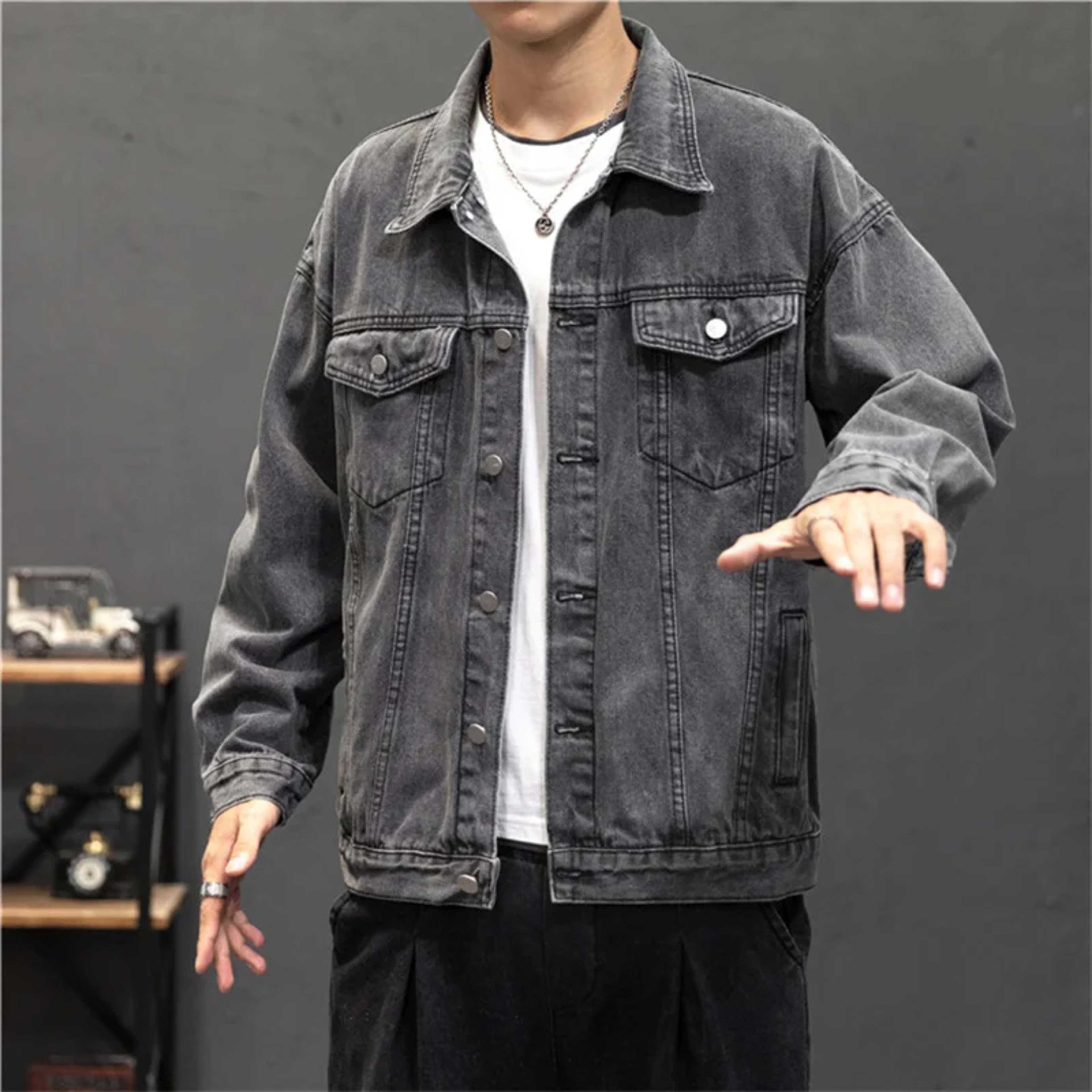 Denim Jacket Men Fashion Hole Retro Motorcyle Basic Coat Men Streetwear Bomber Denim Jacket Cowboy Men's Jacket Casual C 5